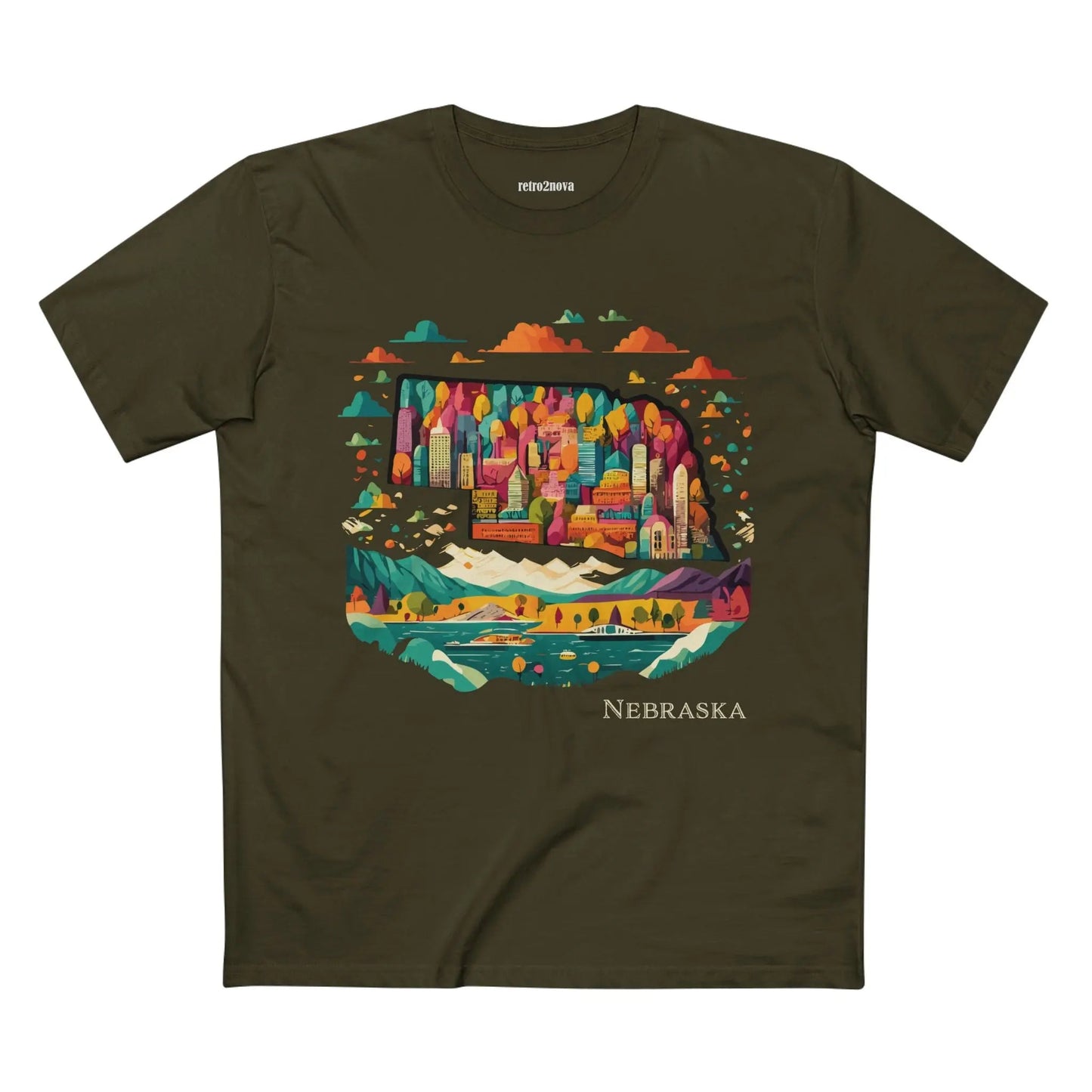 Nebraska State Shirt Unisex Premium Cotton Tee With Original Art Design Retro2Nova