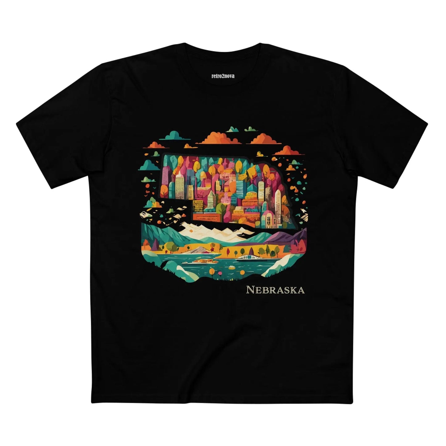 Nebraska State Shirt Unisex Premium Cotton Tee With Original Art Design Retro2Nova