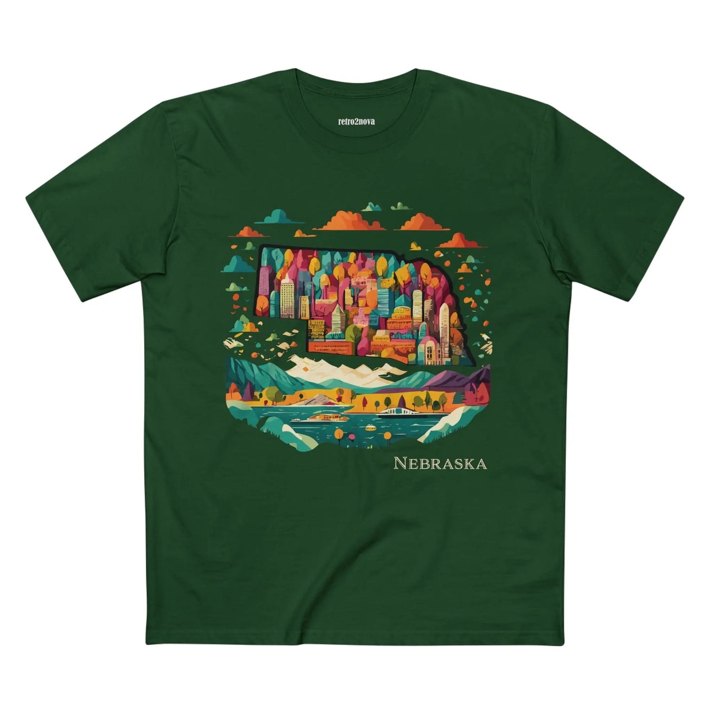 Nebraska State Shirt Unisex Premium Cotton Tee With Original Art Design Retro2Nova