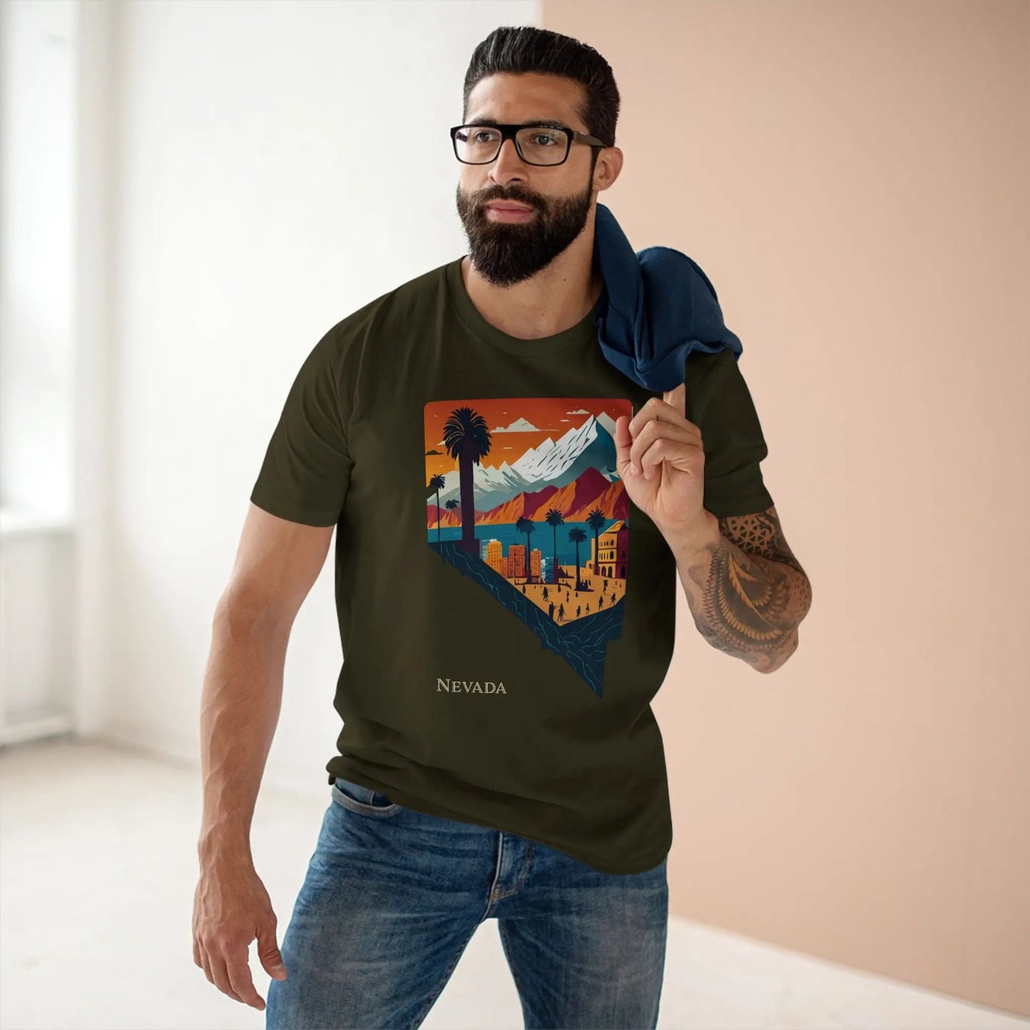 Nevada State Shirt Unisex Premium Cotton Tee With Original Retro2Nova Art Collection