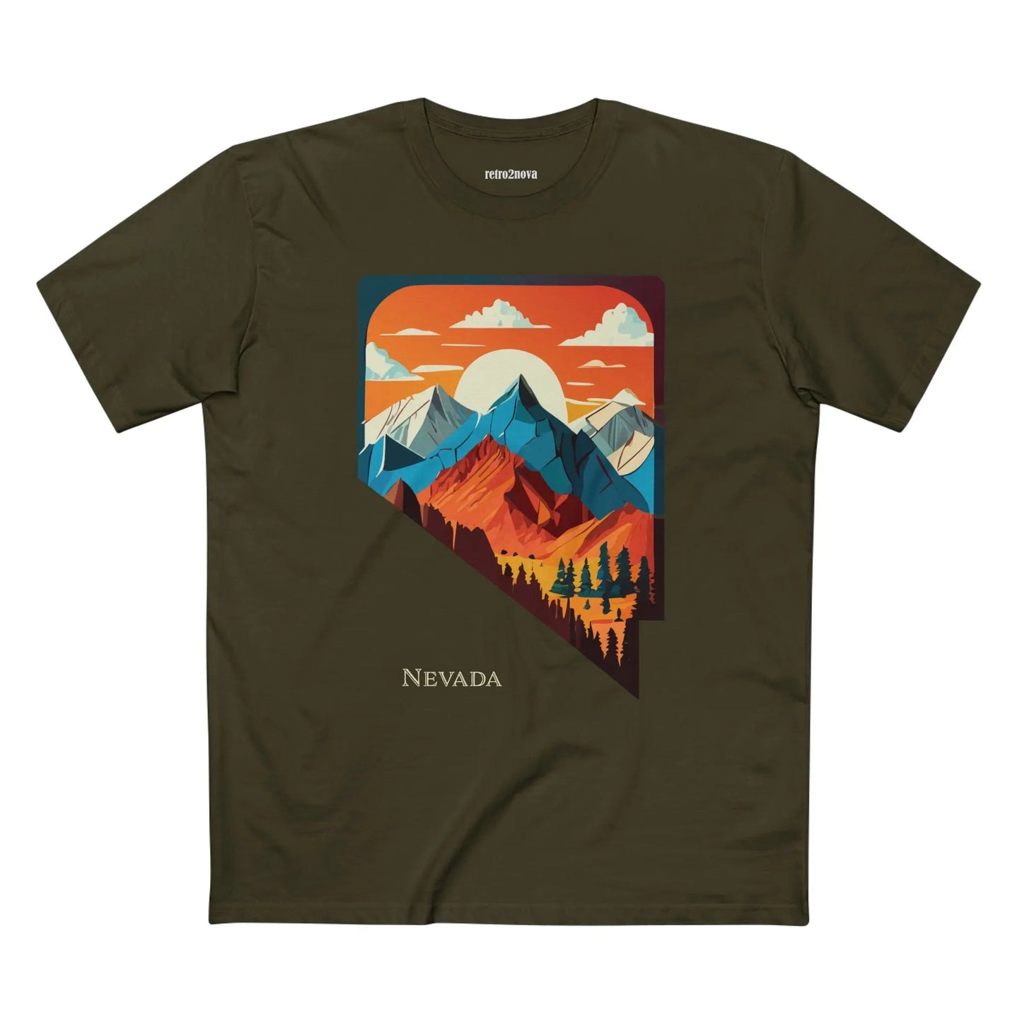 Nevada US State Shirt Unisex Premium Cotton Tee With Original Art Design Exclusive By Retro2Nova