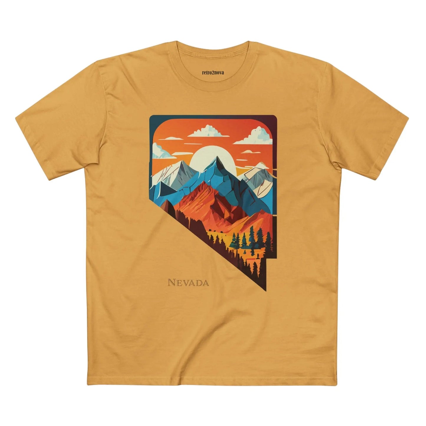 Nevada US State Shirt Unisex Premium Cotton Tee With Original Art Design Exclusive By Retro2Nova