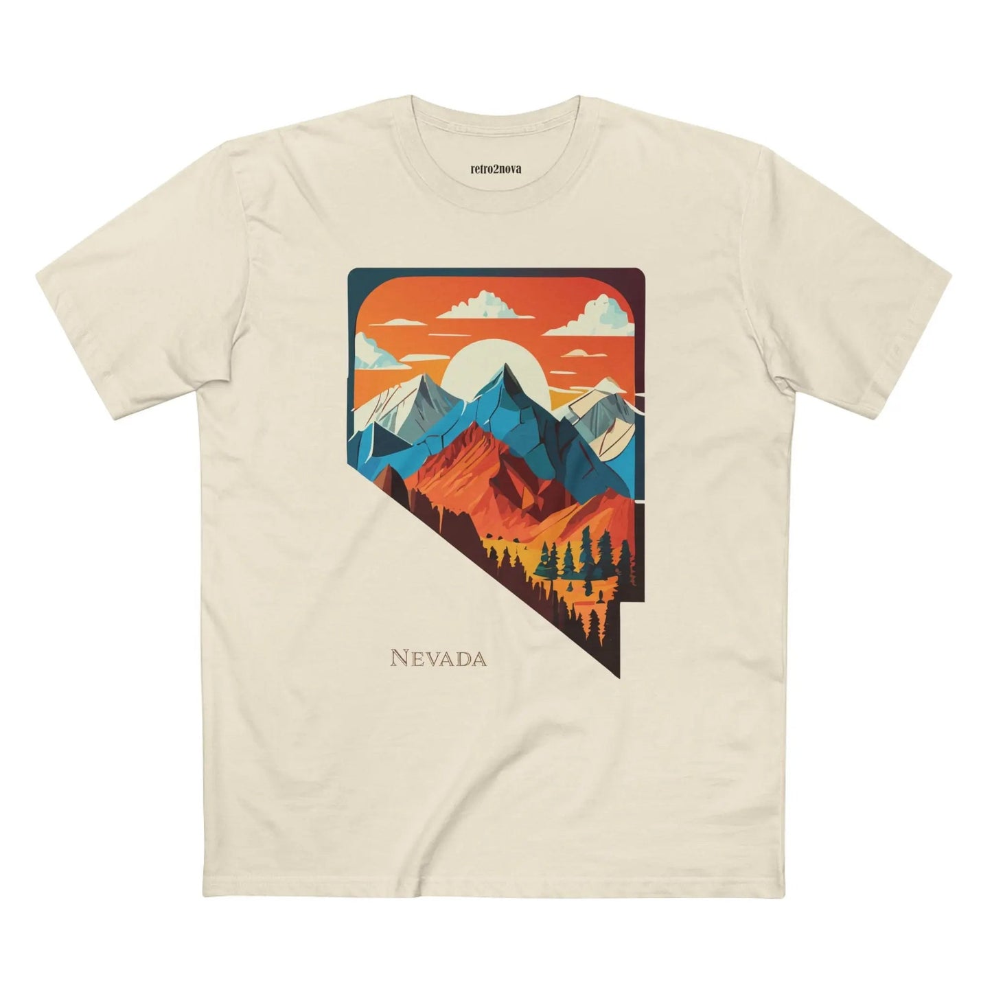 Nevada US State Shirt Unisex Premium Cotton Tee With Original Art Design Exclusive By Retro2Nova