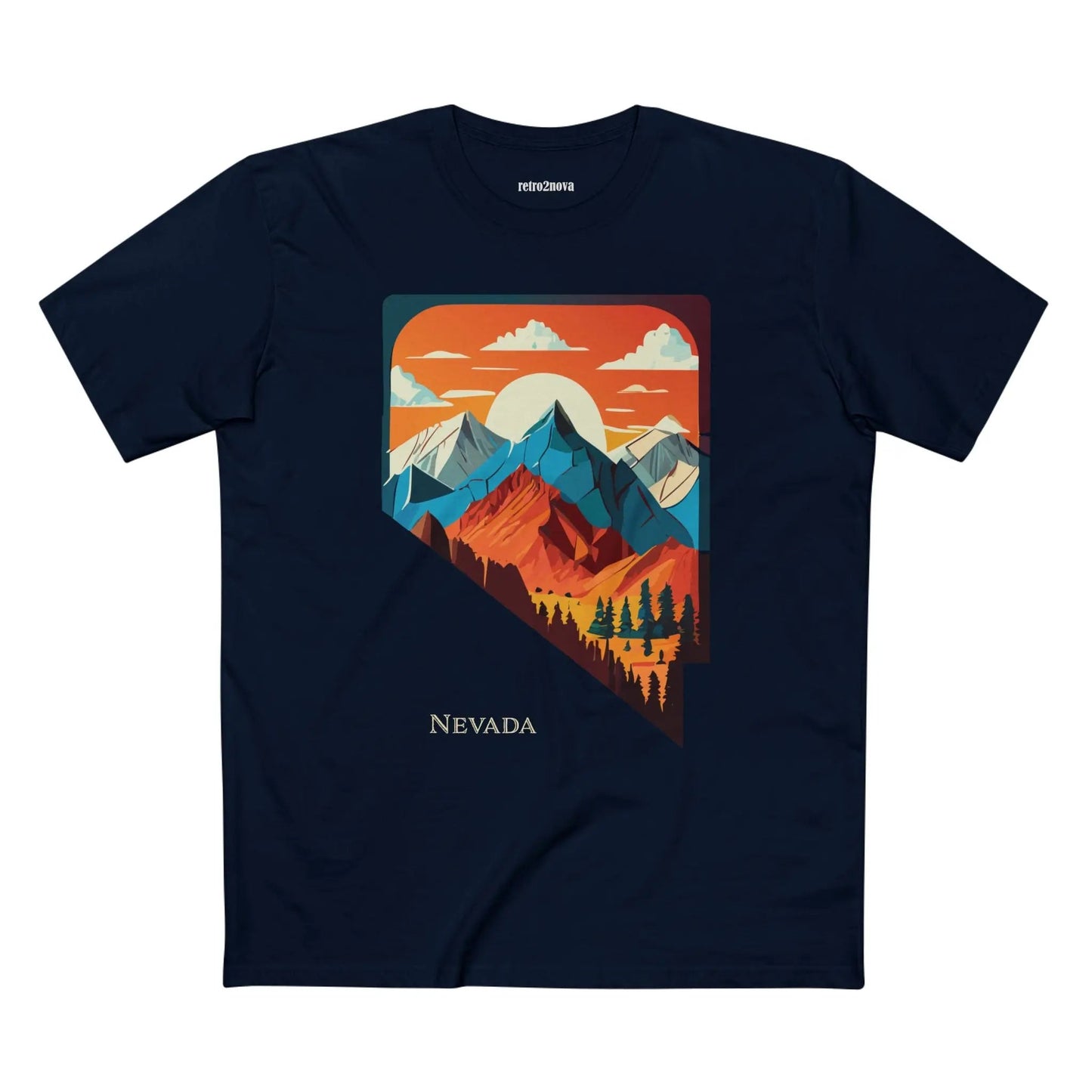 Nevada US State Shirt Unisex Premium Cotton Tee With Original Art Design Exclusive By Retro2Nova