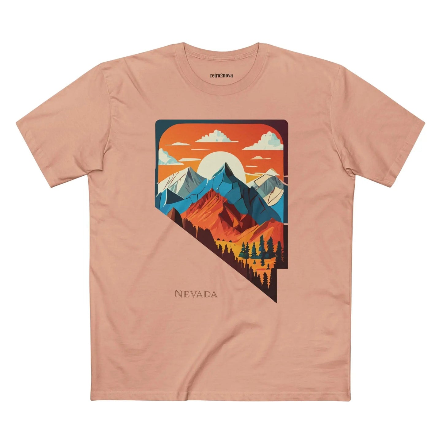 Nevada US State Shirt Unisex Premium Cotton Tee With Original Art Design Exclusive By Retro2Nova