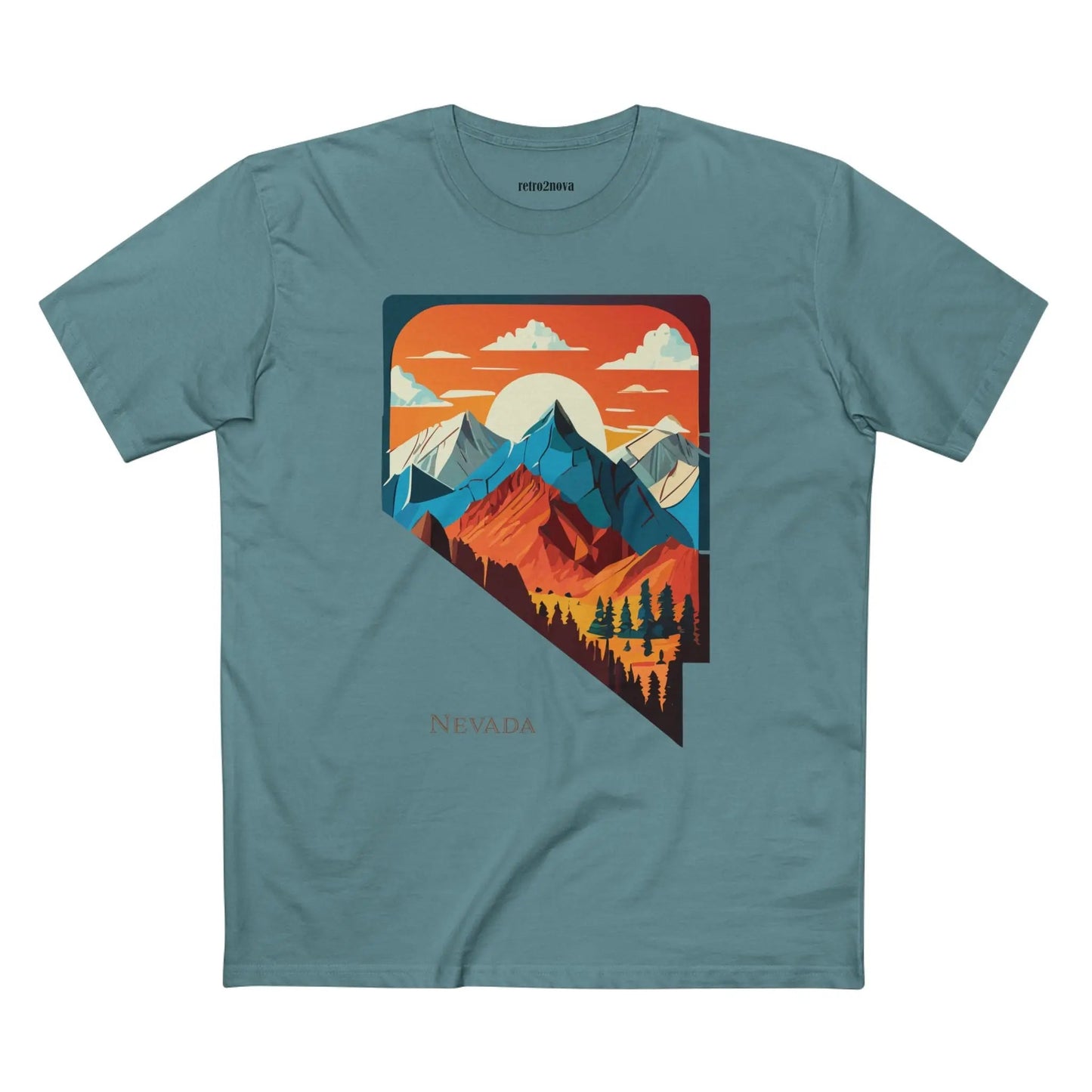 Nevada US State Shirt Unisex Premium Cotton Tee With Original Art Design Exclusive By Retro2Nova
