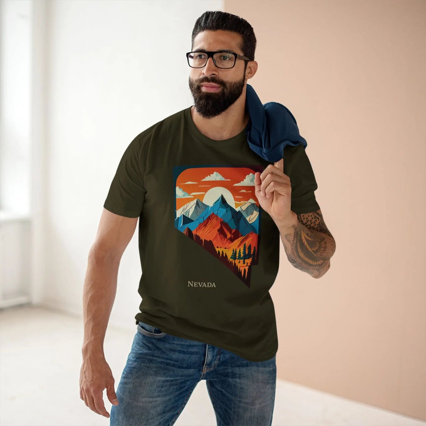 Nevada US State Shirt Unisex Premium Cotton Tee With Original Art Design Exclusive By Retro2Nova
