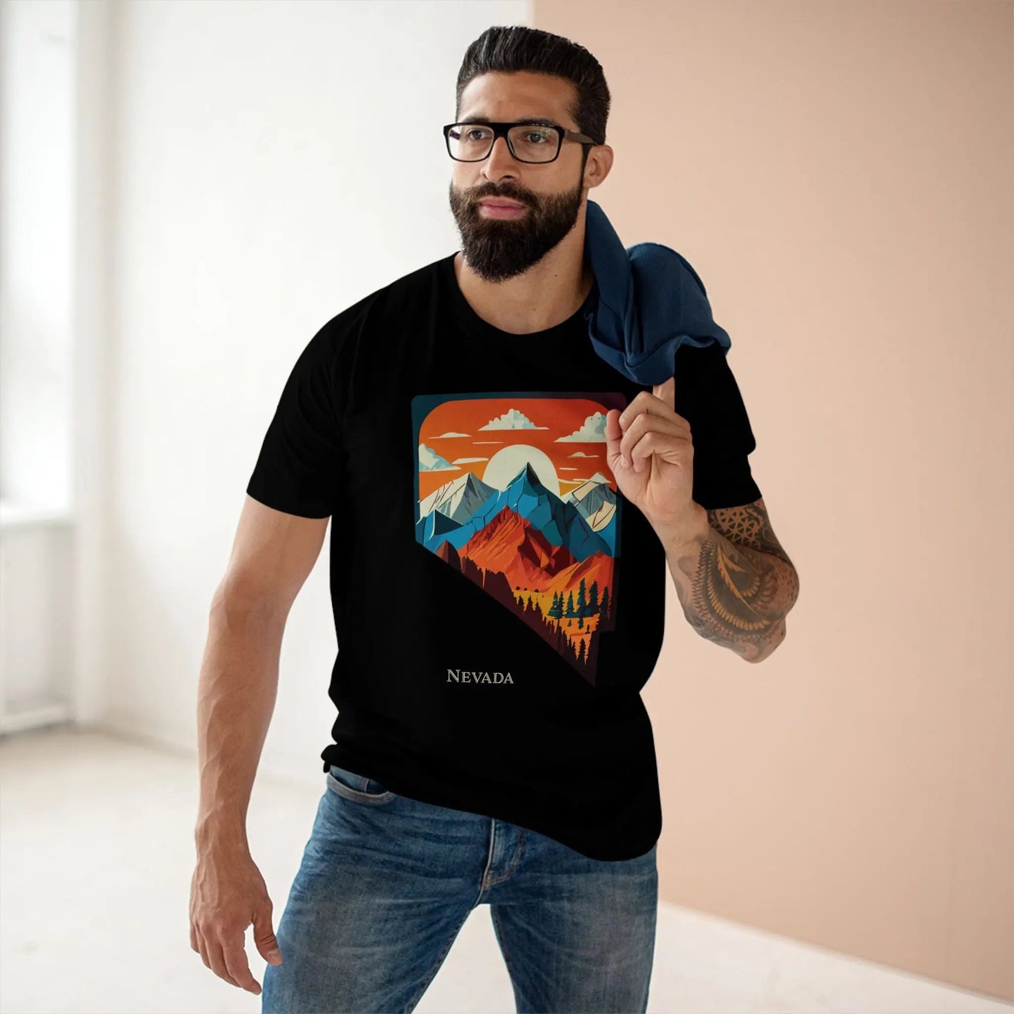 Nevada US State Shirt Unisex Premium Cotton Tee With Original Art Design Exclusive By Retro2Nova