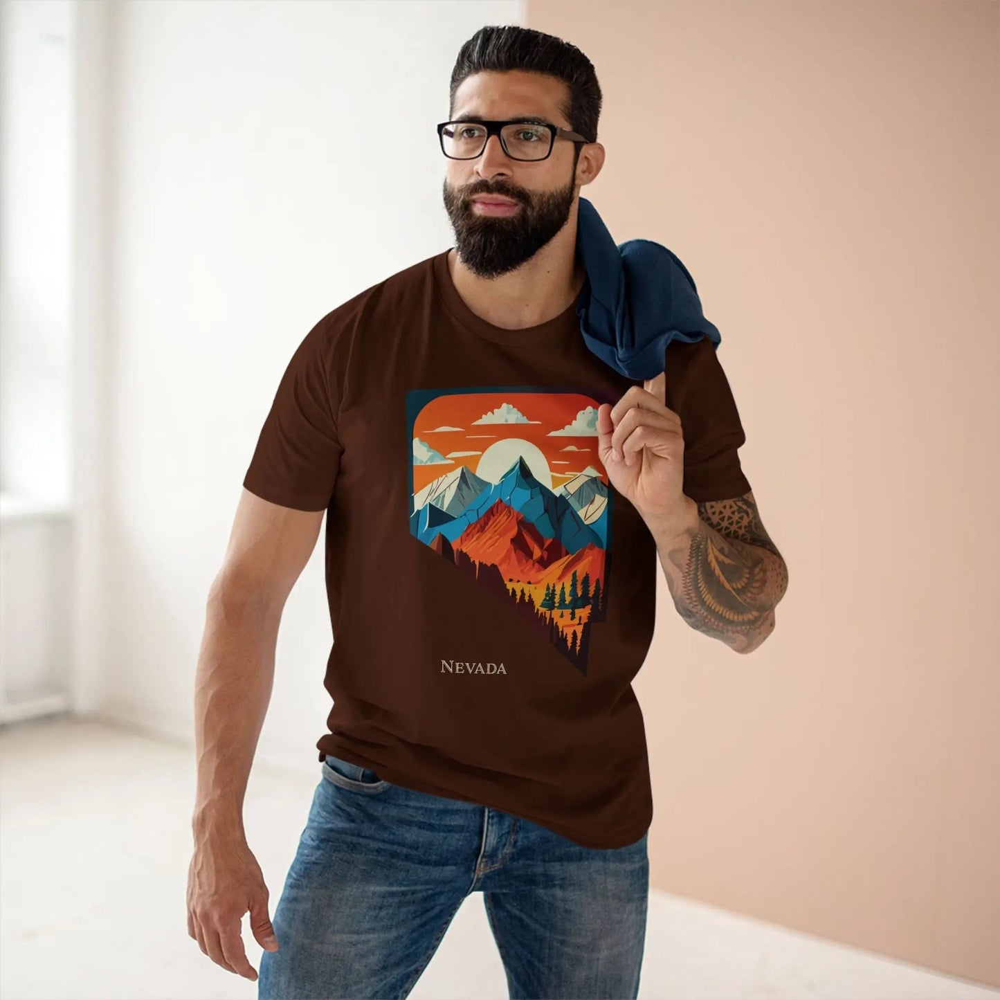 Nevada US State Shirt Unisex Premium Cotton Tee With Original Art Design Exclusive By Retro2Nova