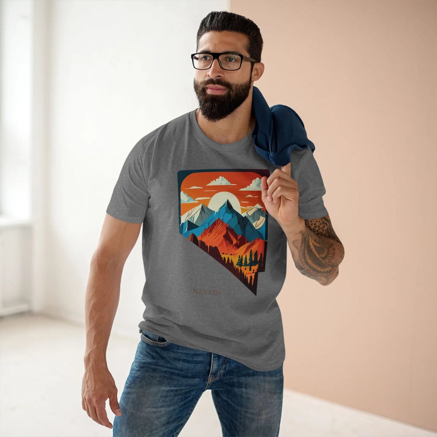 Nevada US State Shirt Unisex Premium Cotton Tee With Original Art Design Exclusive By Retro2Nova
