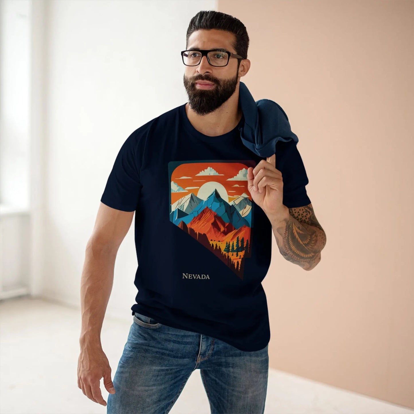 Nevada US State Shirt Unisex Premium Cotton Tee With Original Art Design Exclusive By Retro2Nova