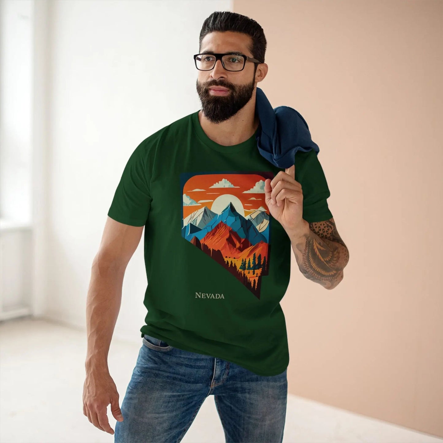 Nevada US State Shirt Unisex Premium Cotton Tee With Original Art Design Exclusive By Retro2Nova