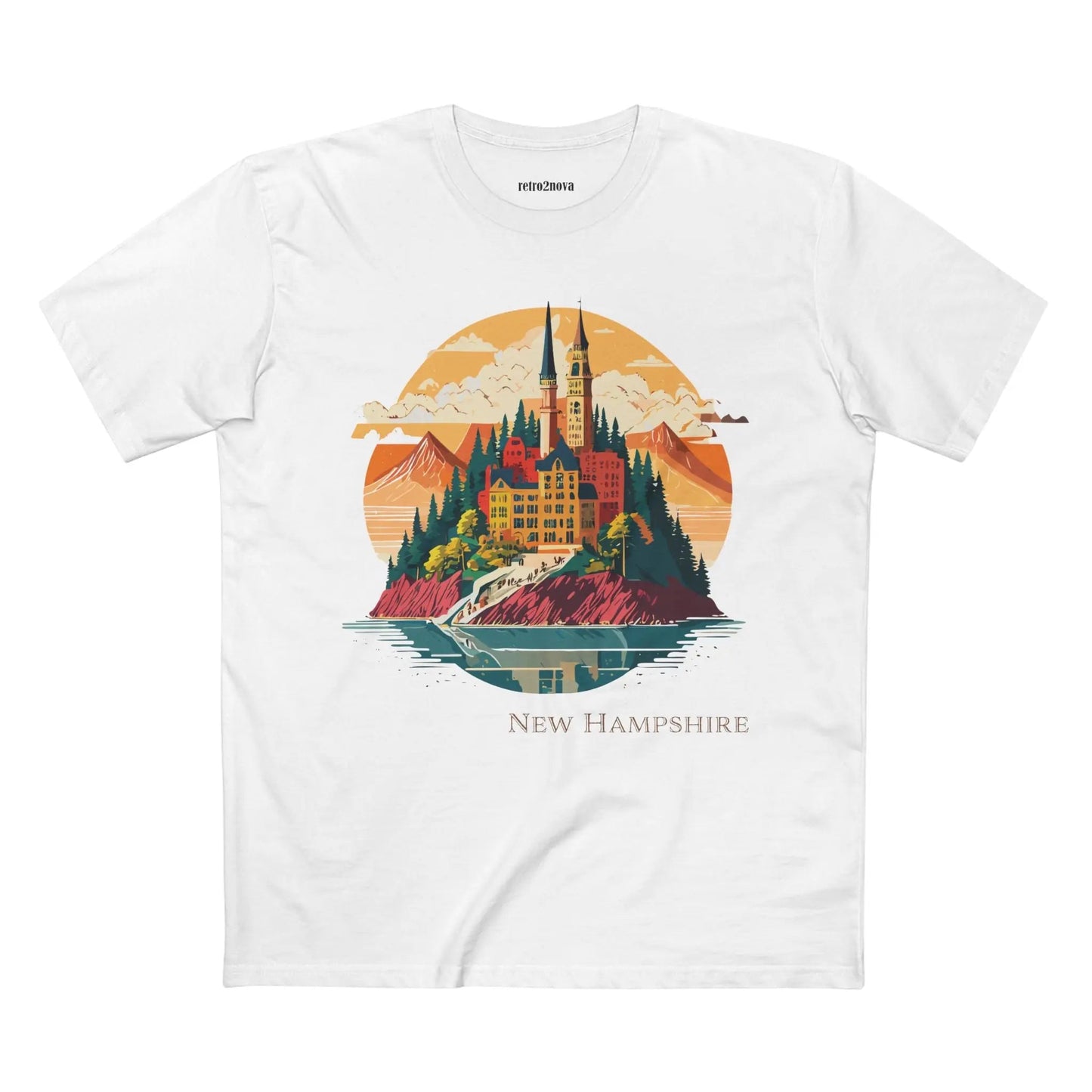 New Hampshire State Shirt Unisex Premium Cotton Tee With Original Retro2Nova Art Design