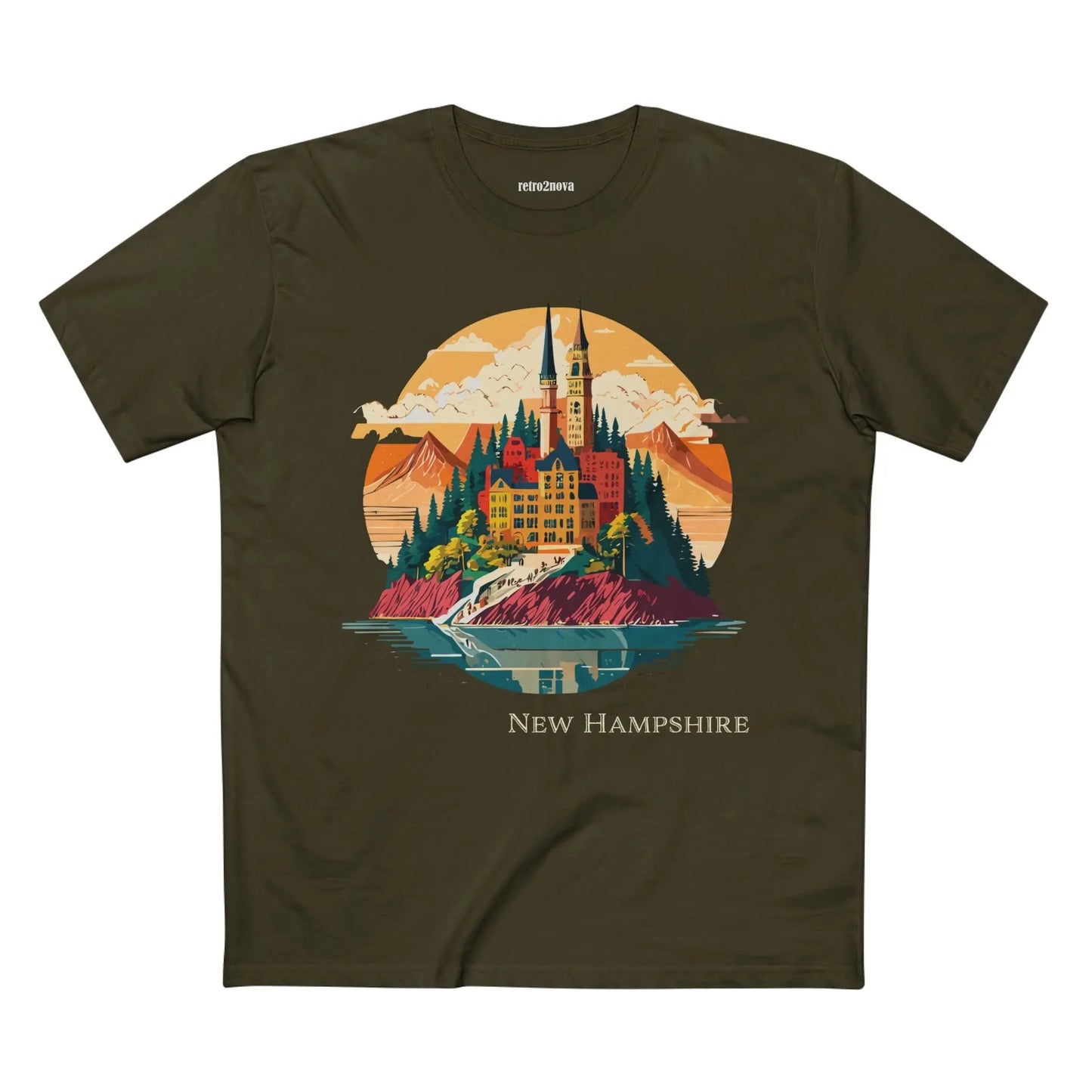 New Hampshire State Shirt Unisex Premium Cotton Tee With Original Retro2Nova Art Design