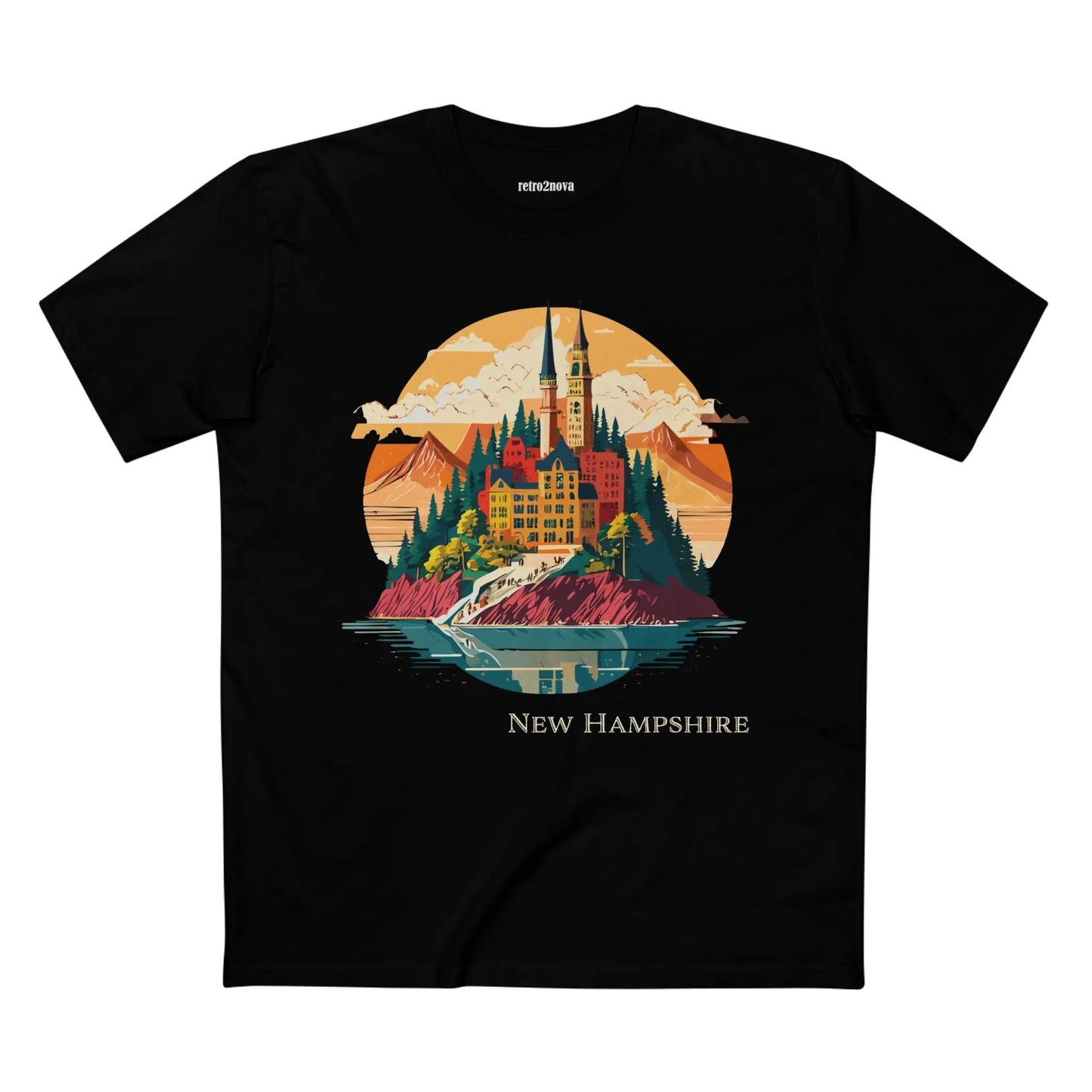 New Hampshire State Shirt Unisex Premium Cotton Tee With Original Retro2Nova Art Design