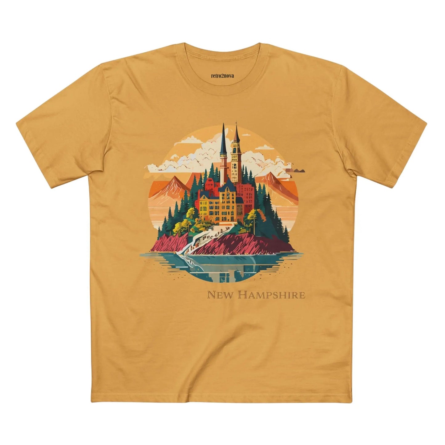 New Hampshire State Shirt Unisex Premium Cotton Tee With Original Retro2Nova Art Design