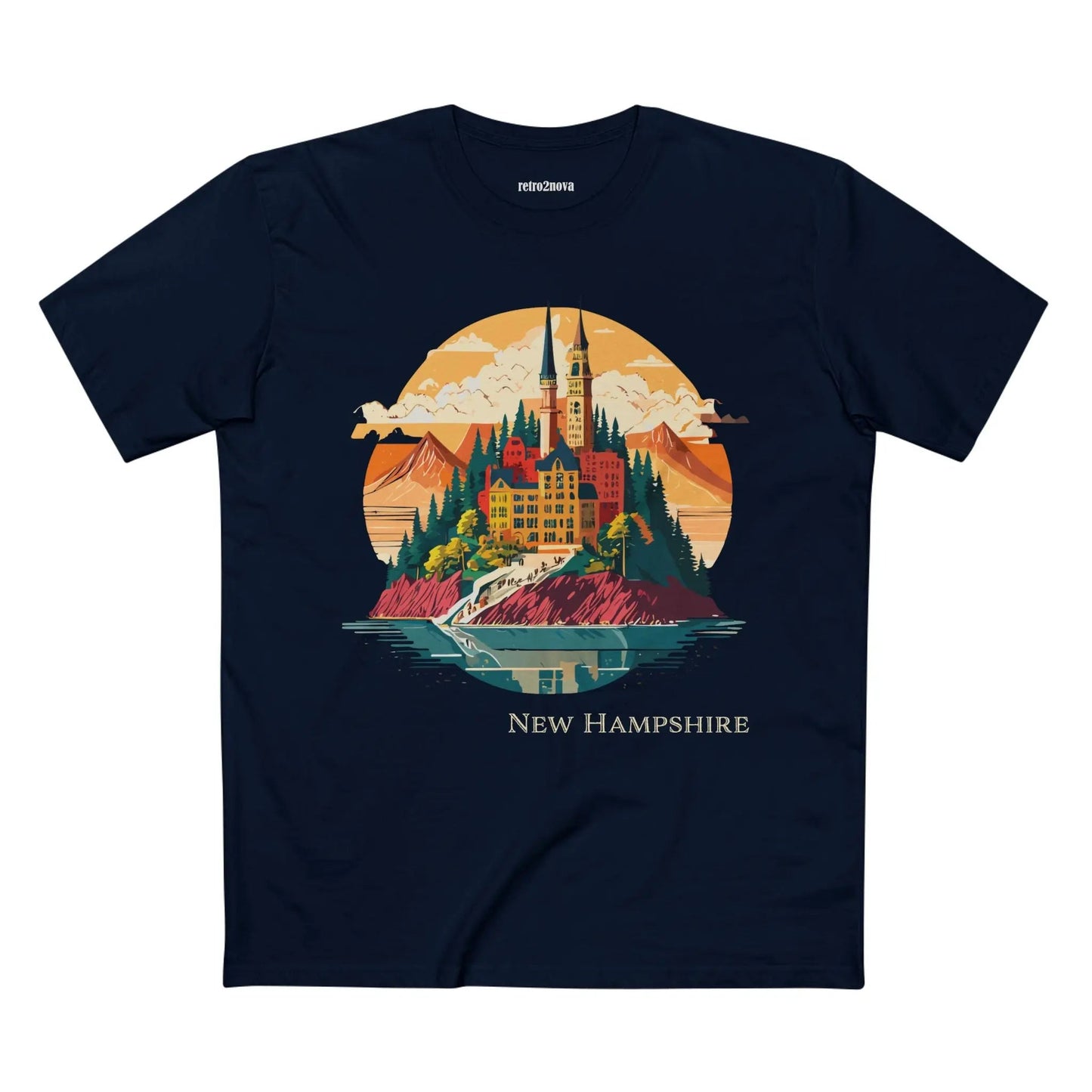 New Hampshire State Shirt Unisex Premium Cotton Tee With Original Retro2Nova Art Design