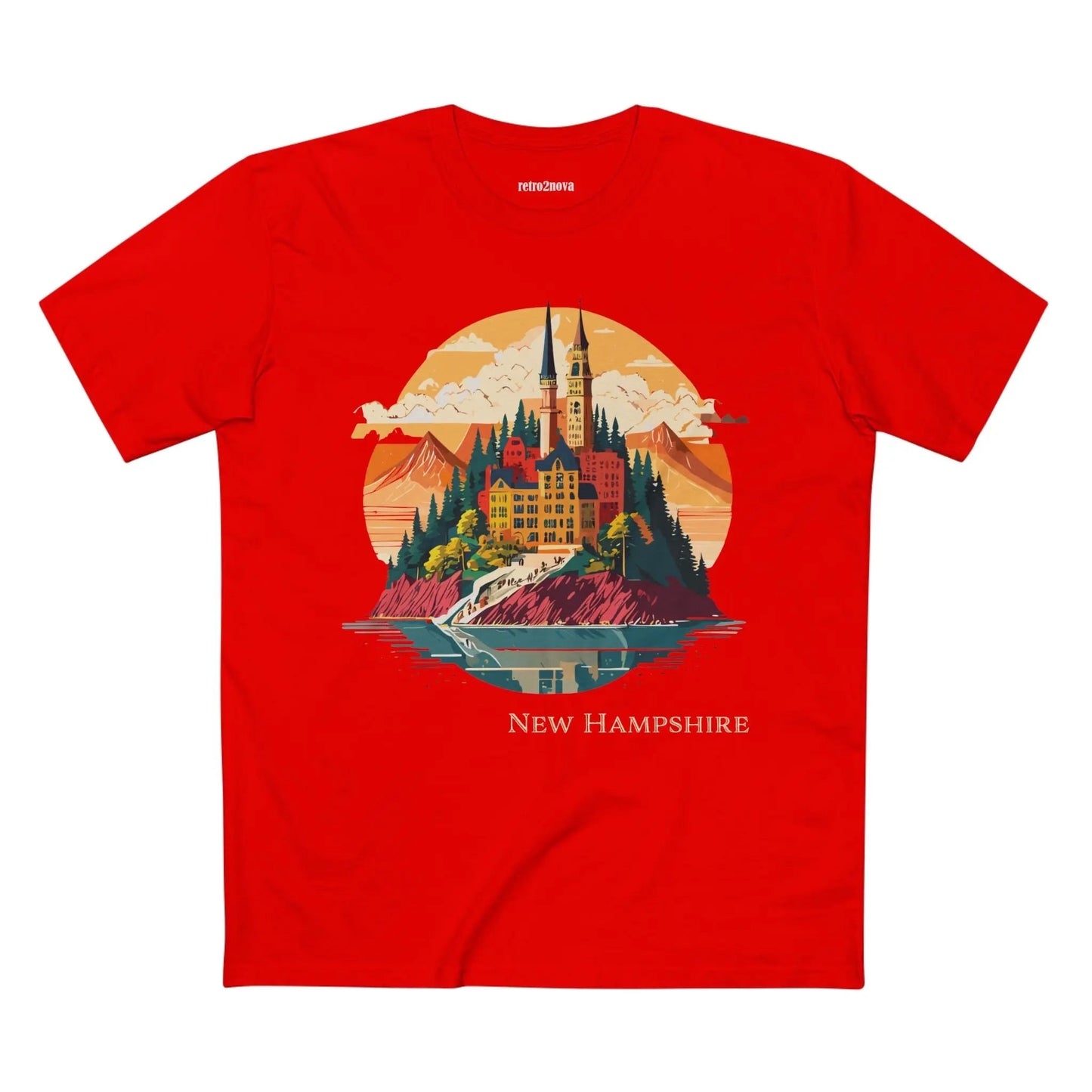 New Hampshire State Shirt Unisex Premium Cotton Tee With Original Retro2Nova Art Design
