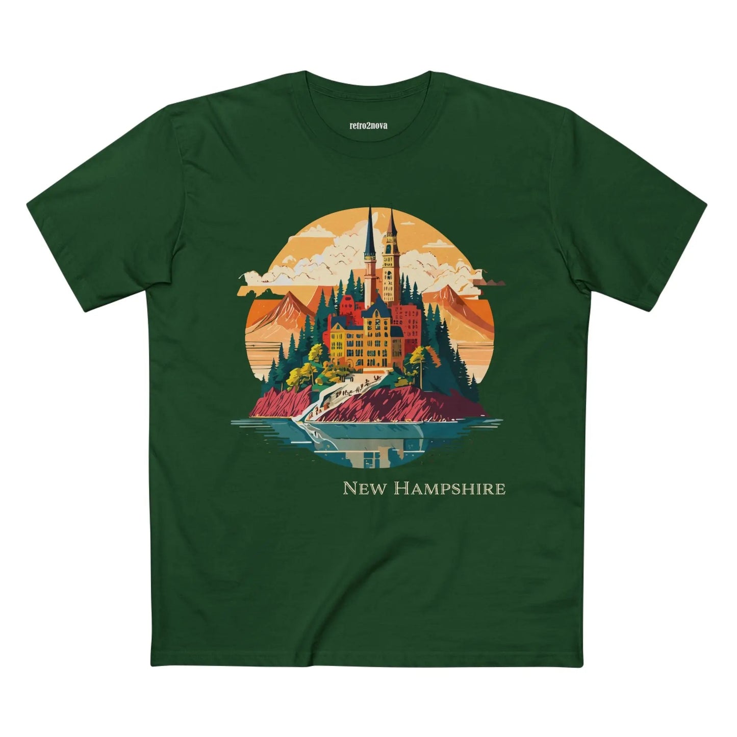 New Hampshire State Shirt Unisex Premium Cotton Tee With Original Retro2Nova Art Design