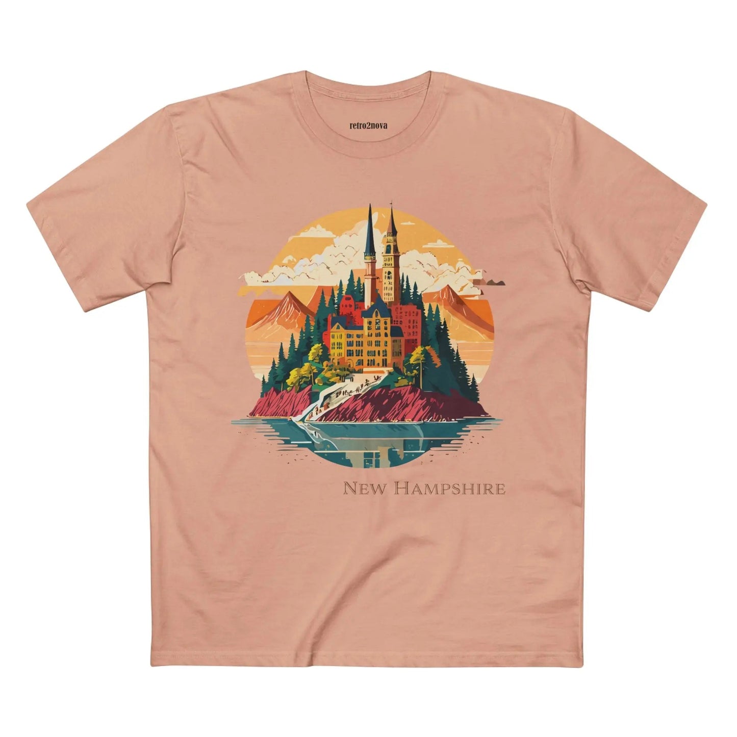 New Hampshire State Shirt Unisex Premium Cotton Tee With Original Retro2Nova Art Design