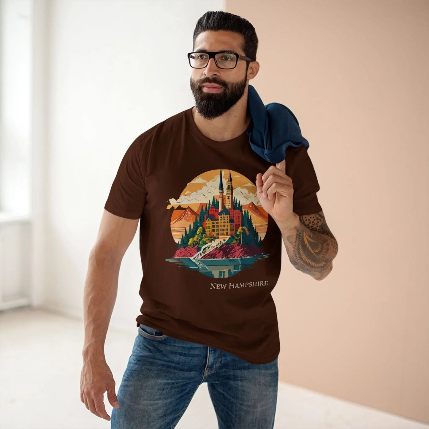 New Hampshire State Shirt Unisex Premium Cotton Tee With Original Retro2Nova Art Design
