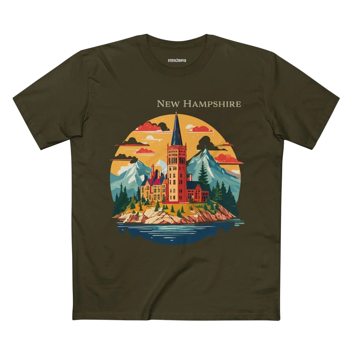 New Hampshire State Shirt Unisex Premium Cotton Tee with Original Art by Retro2Nova