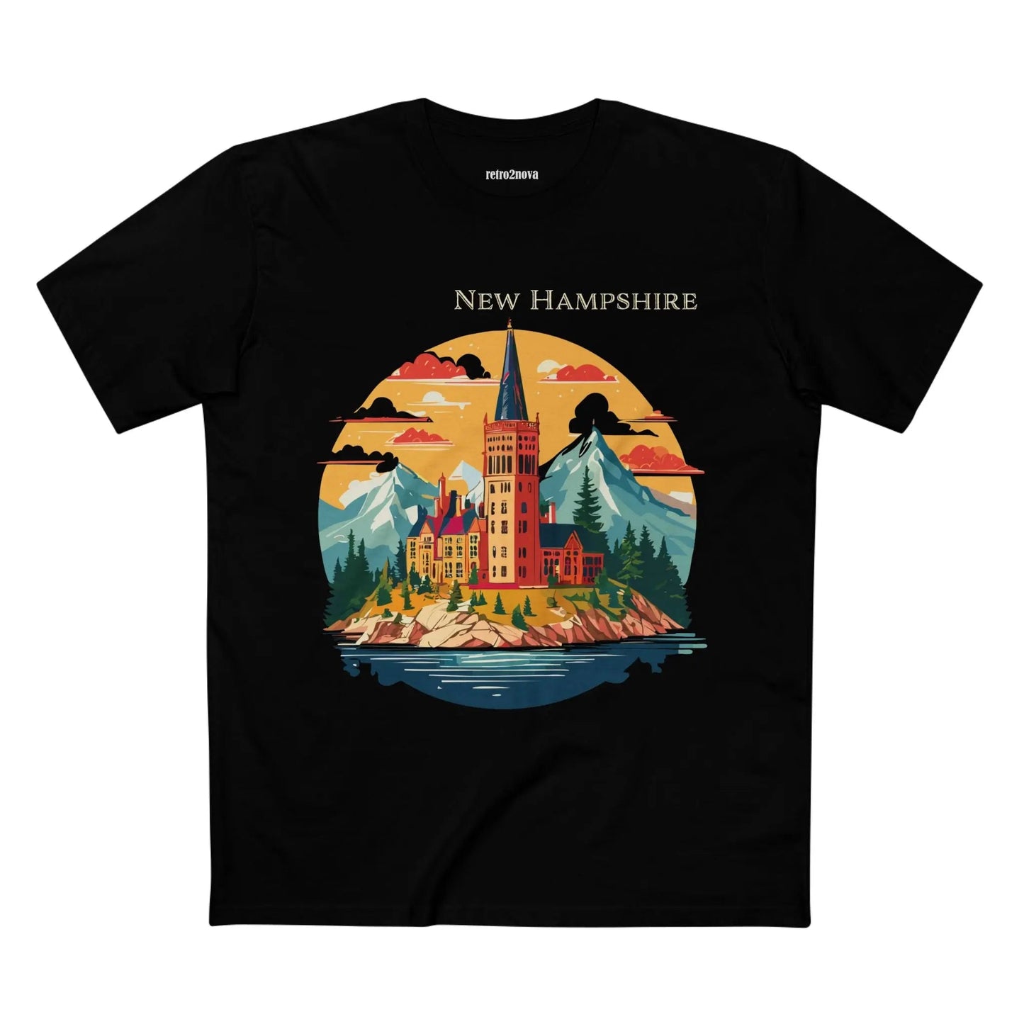 New Hampshire State Shirt Unisex Premium Cotton Tee with Original Art by Retro2Nova