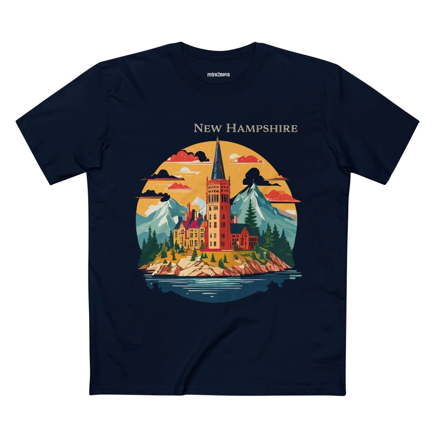New Hampshire State Shirt Unisex Premium Cotton Tee with Original Art by Retro2Nova