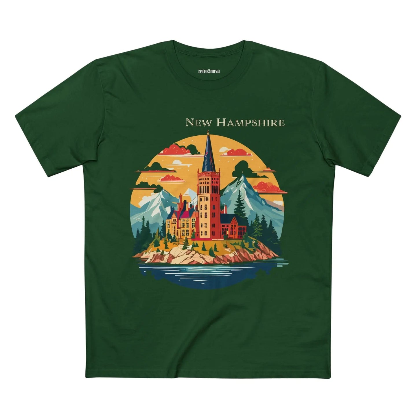 New Hampshire State Shirt Unisex Premium Cotton Tee with Original Art by Retro2Nova