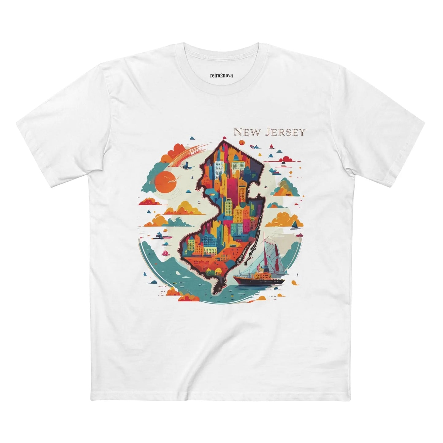 New Jersey State Shirt Unisex Premium Cotton Tee With Original Retro Art Design By Retro2Nova