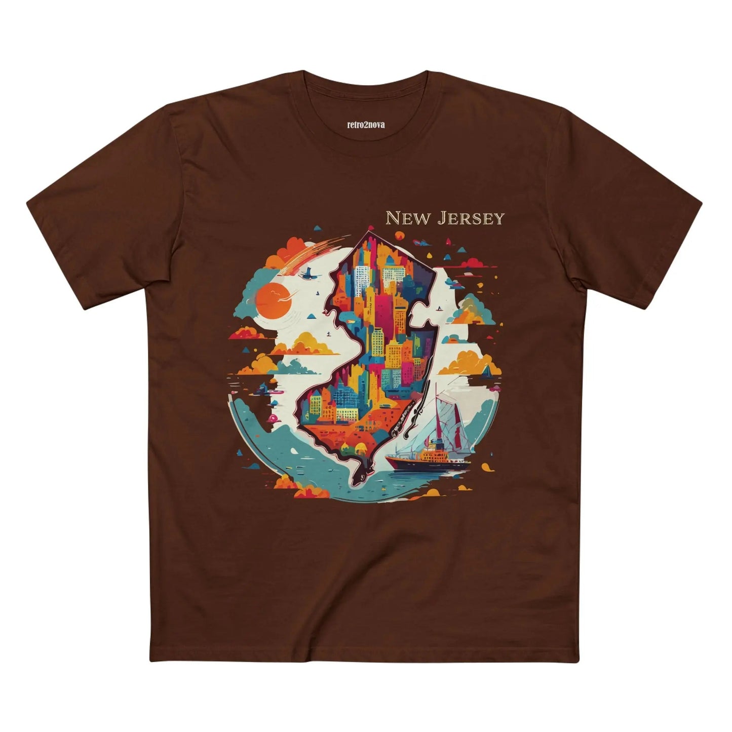 New Jersey State Shirt Unisex Premium Cotton Tee With Original Retro Art Design By Retro2Nova