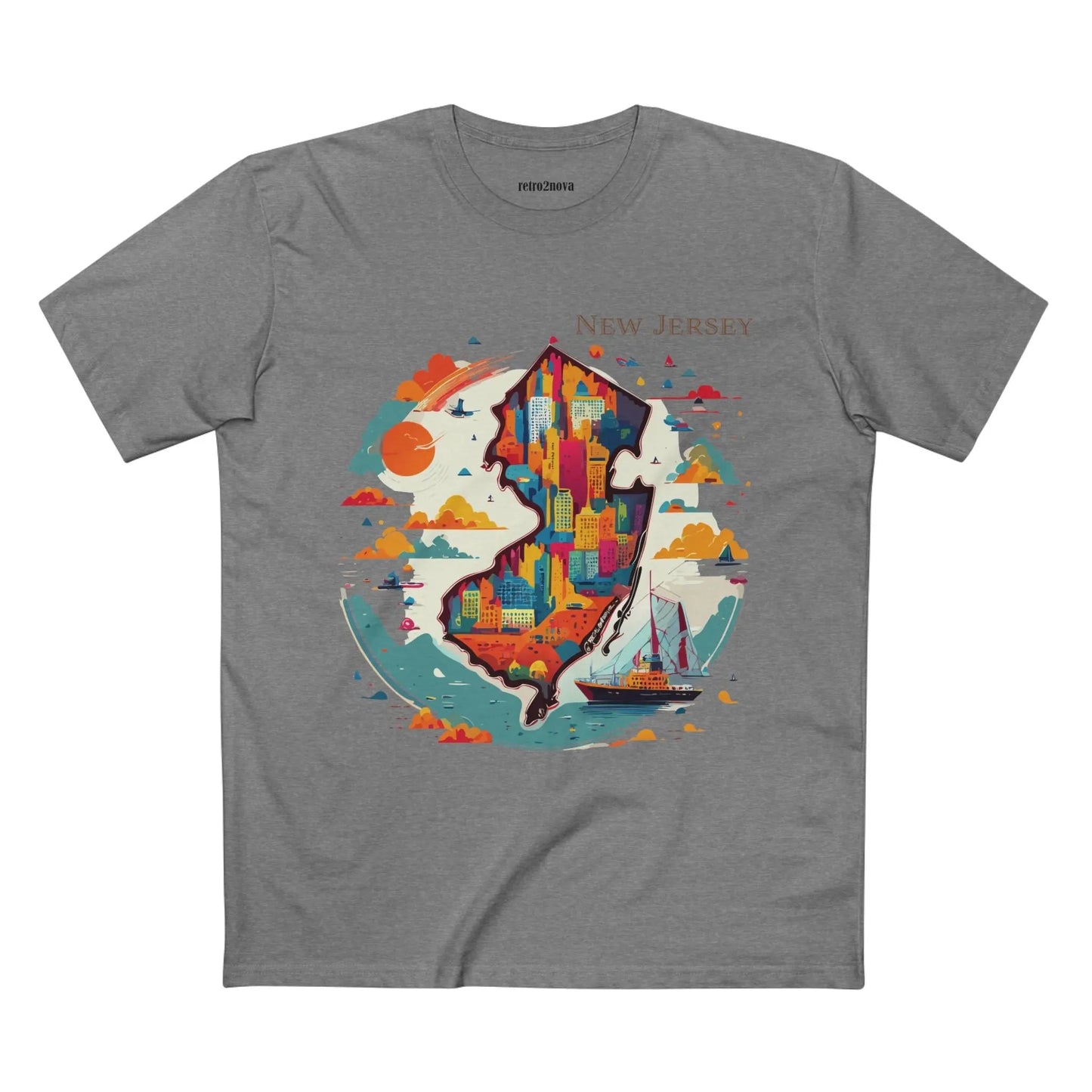 New Jersey State Shirt Unisex Premium Cotton Tee With Original Retro Art Design By Retro2Nova