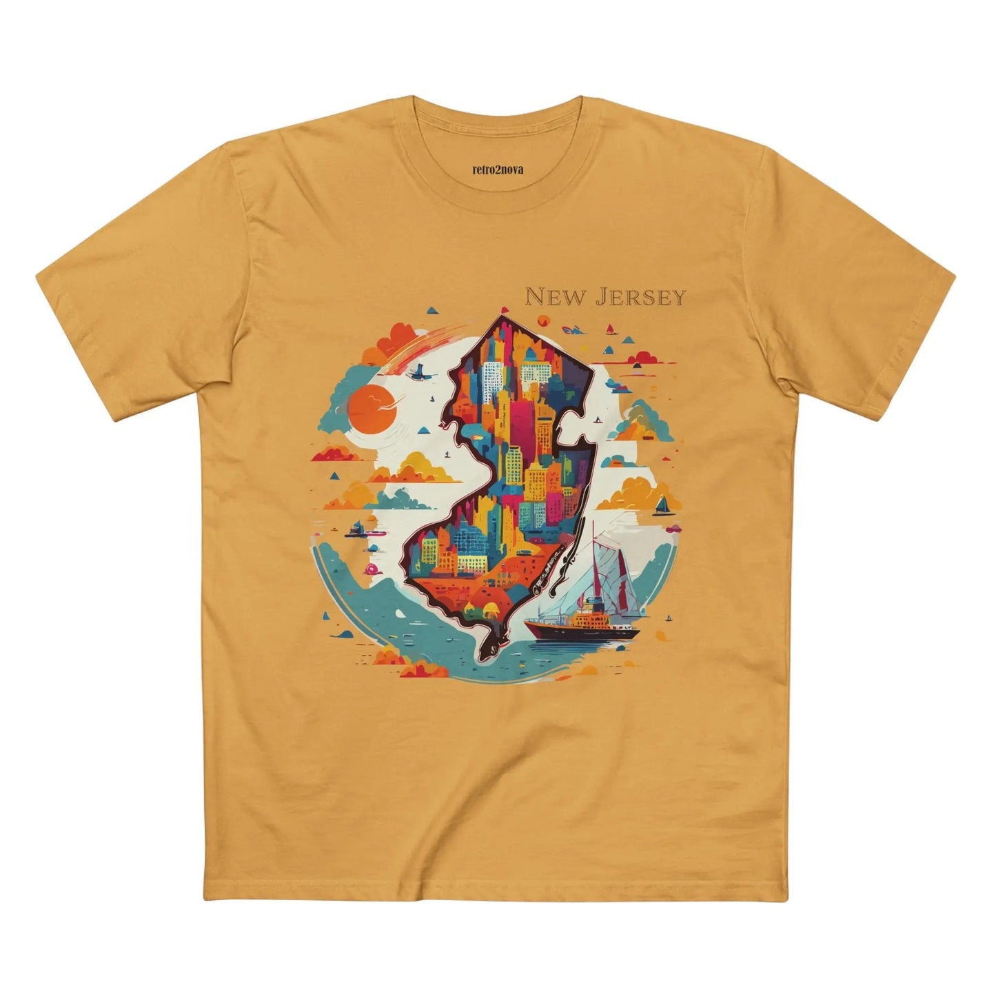 New Jersey State Shirt Unisex Premium Cotton Tee With Original Retro Art Design By Retro2Nova