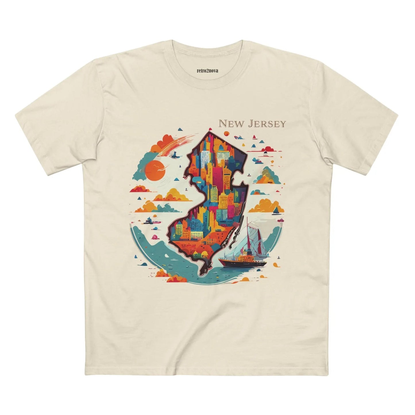 New Jersey State Shirt Unisex Premium Cotton Tee With Original Retro Art Design By Retro2Nova