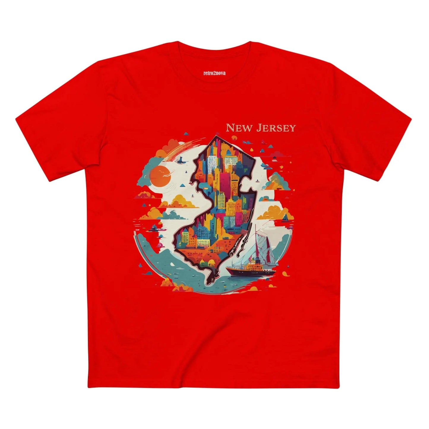 New Jersey State Shirt Unisex Premium Cotton Tee With Original Retro Art Design By Retro2Nova
