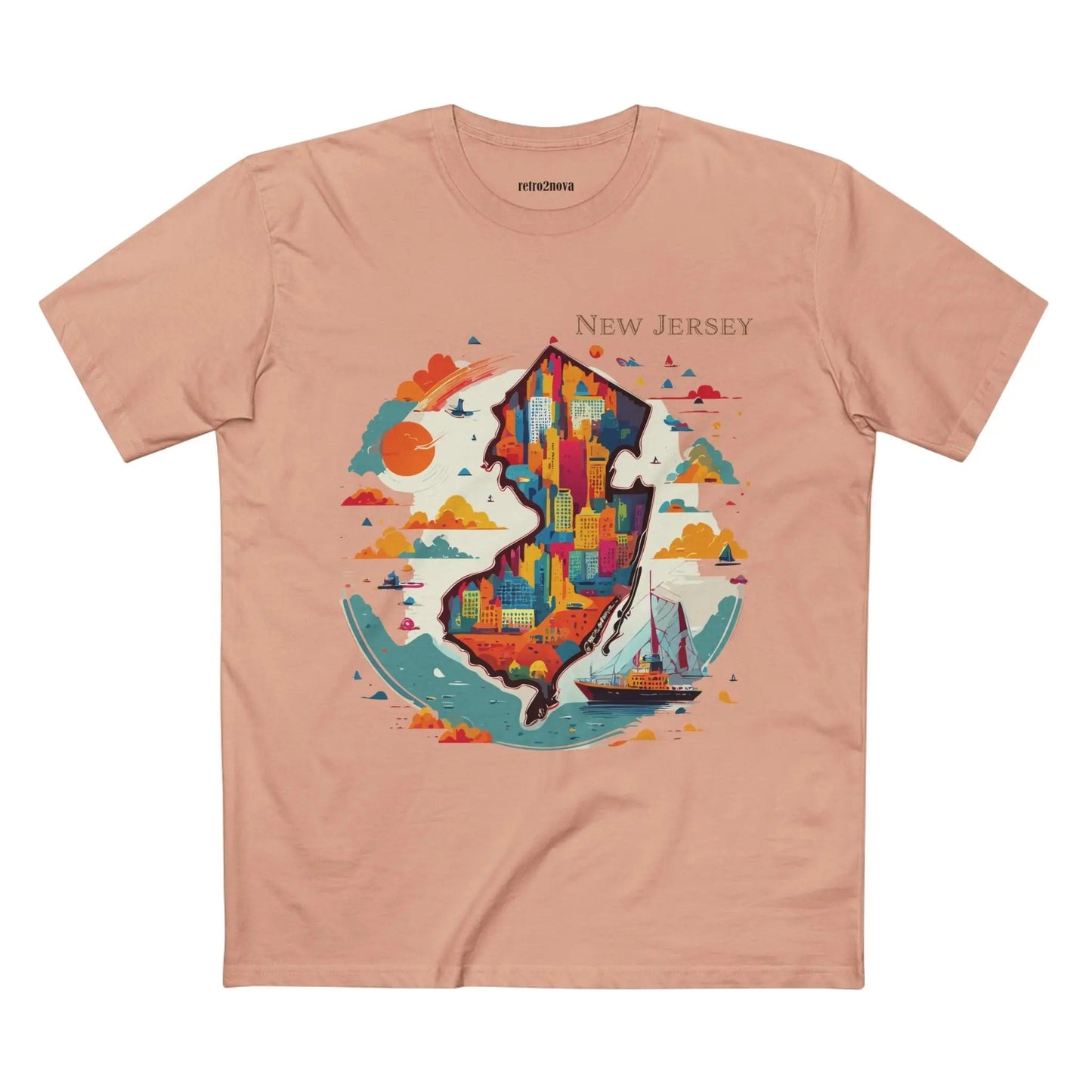 New Jersey State Shirt Unisex Premium Cotton Tee With Original Retro Art Design By Retro2Nova