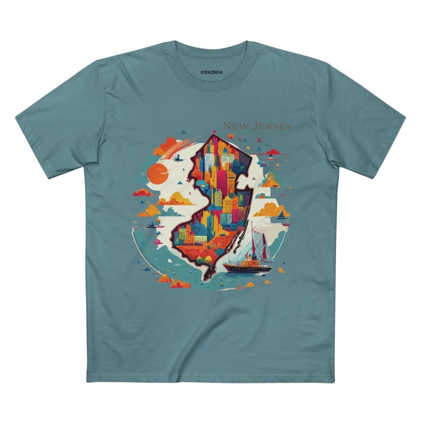 New Jersey State Shirt Unisex Premium Cotton Tee With Original Retro Art Design By Retro2Nova
