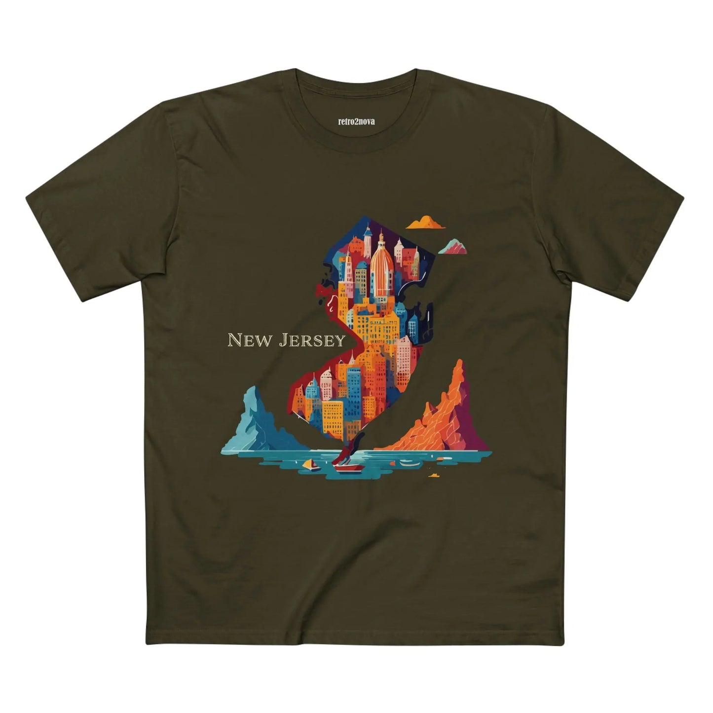 New Jersey State Shirt Unisex Premium Cotton Tee With Original Art By Retro2Nova