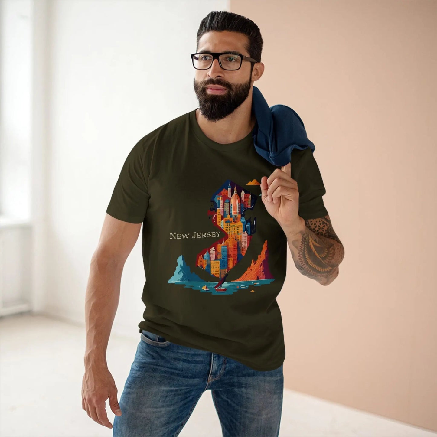 New Jersey State Shirt Unisex Premium Cotton Tee With Original Art By Retro2Nova