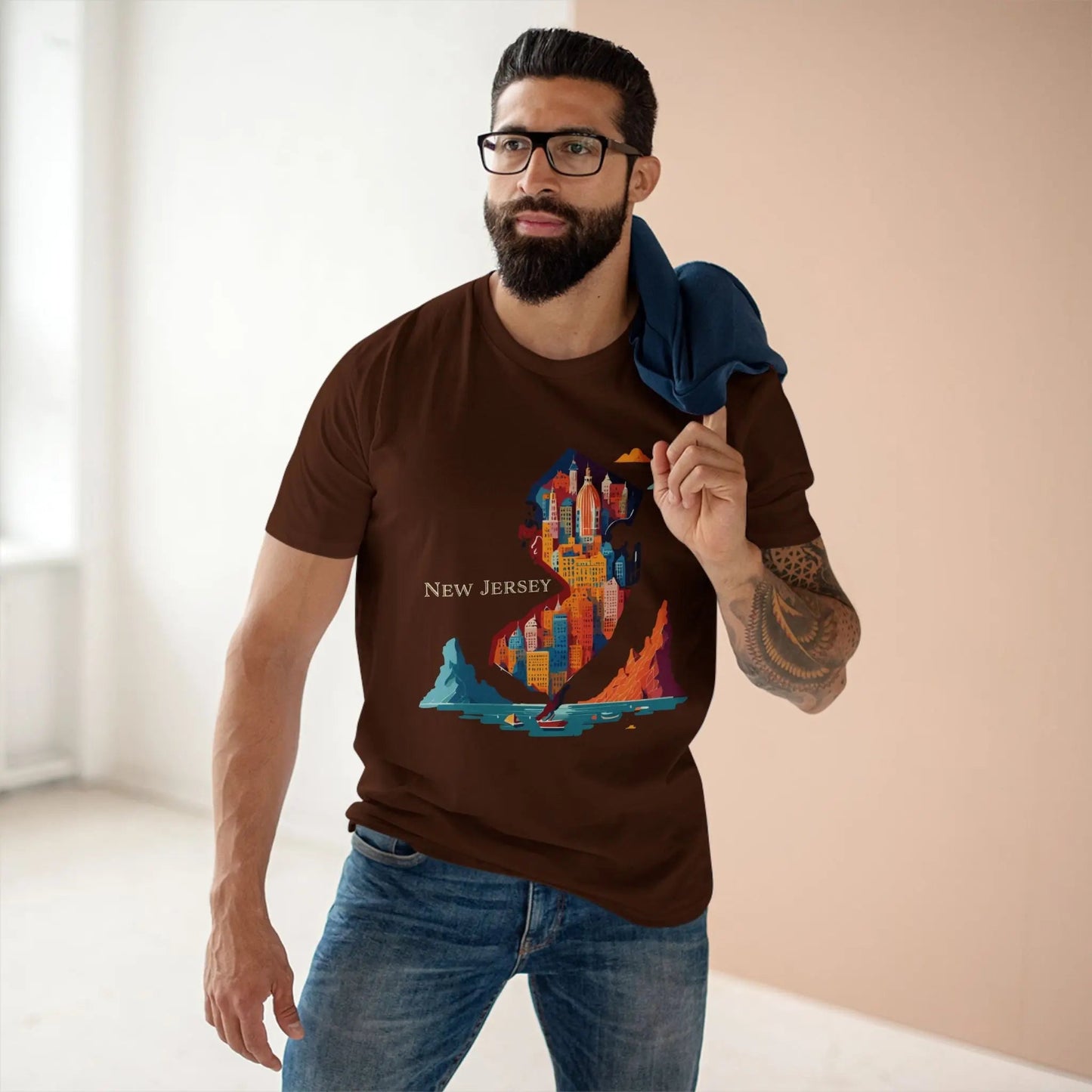 New Jersey State Shirt Unisex Premium Cotton Tee With Original Art By Retro2Nova
