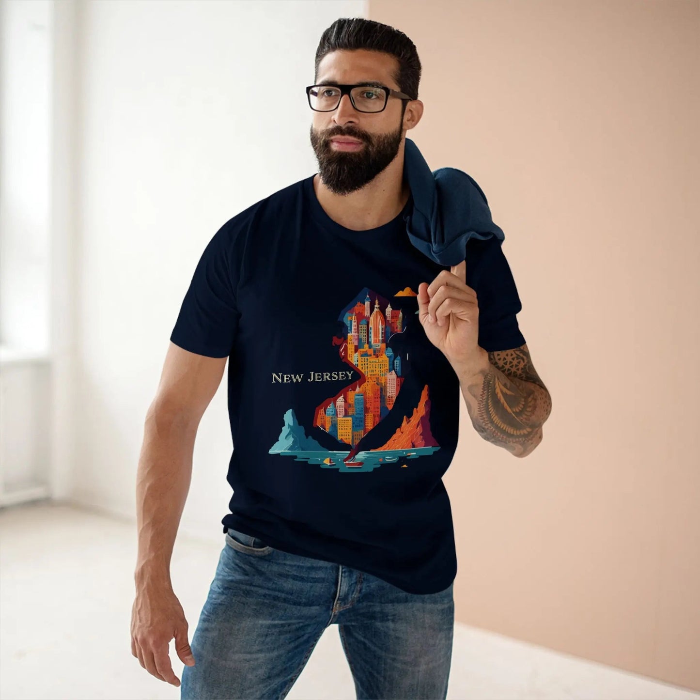 New Jersey State Shirt Unisex Premium Cotton Tee With Original Art By Retro2Nova
