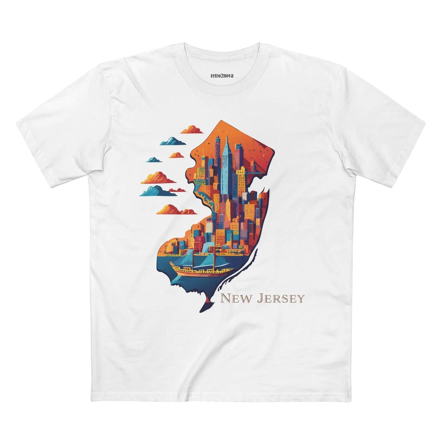 New Jersey State Shirt Retro2Nova Premium Cotton Unisex Tee With Original Art Design