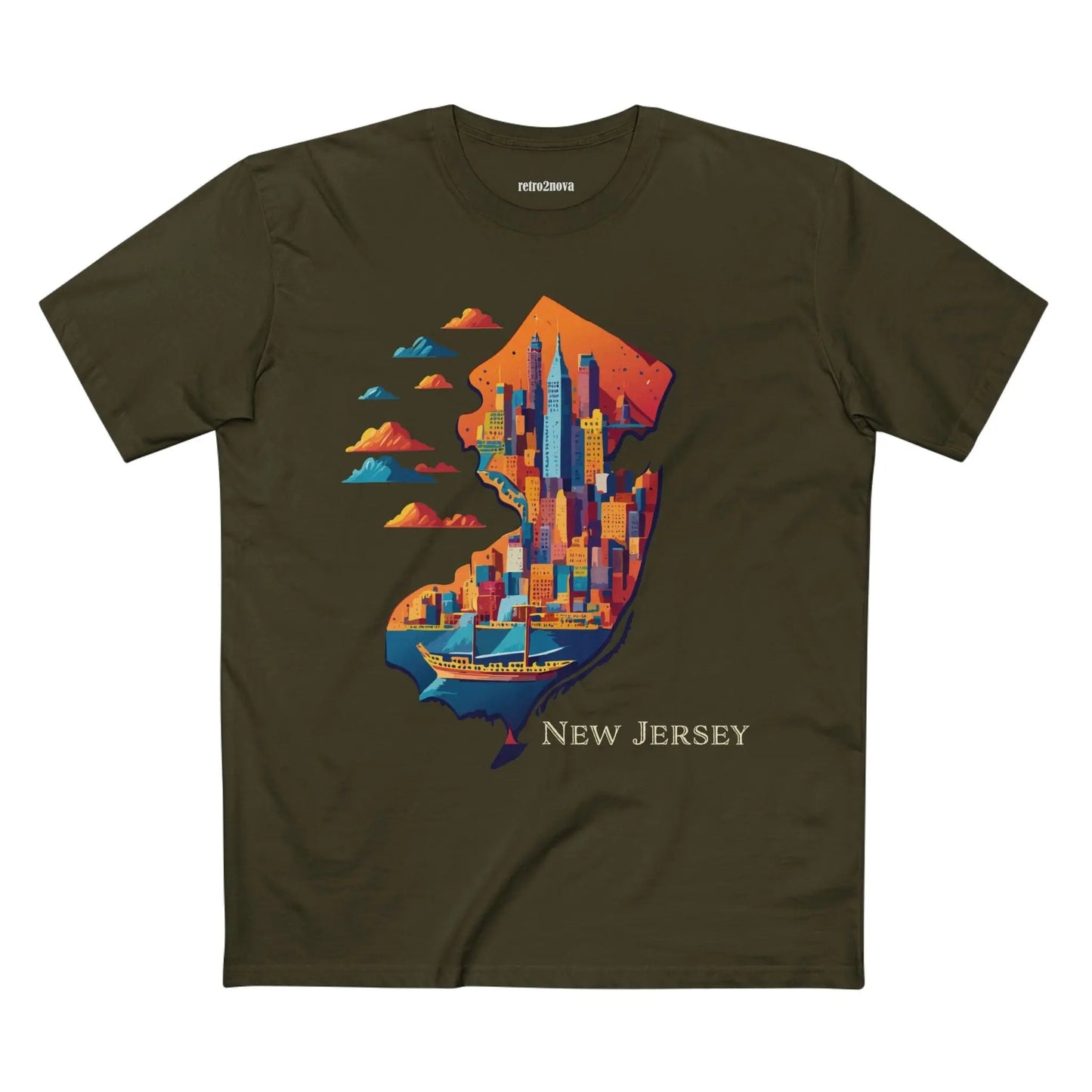 New Jersey State Shirt Retro2Nova Premium Cotton Unisex Tee With Original Art Design