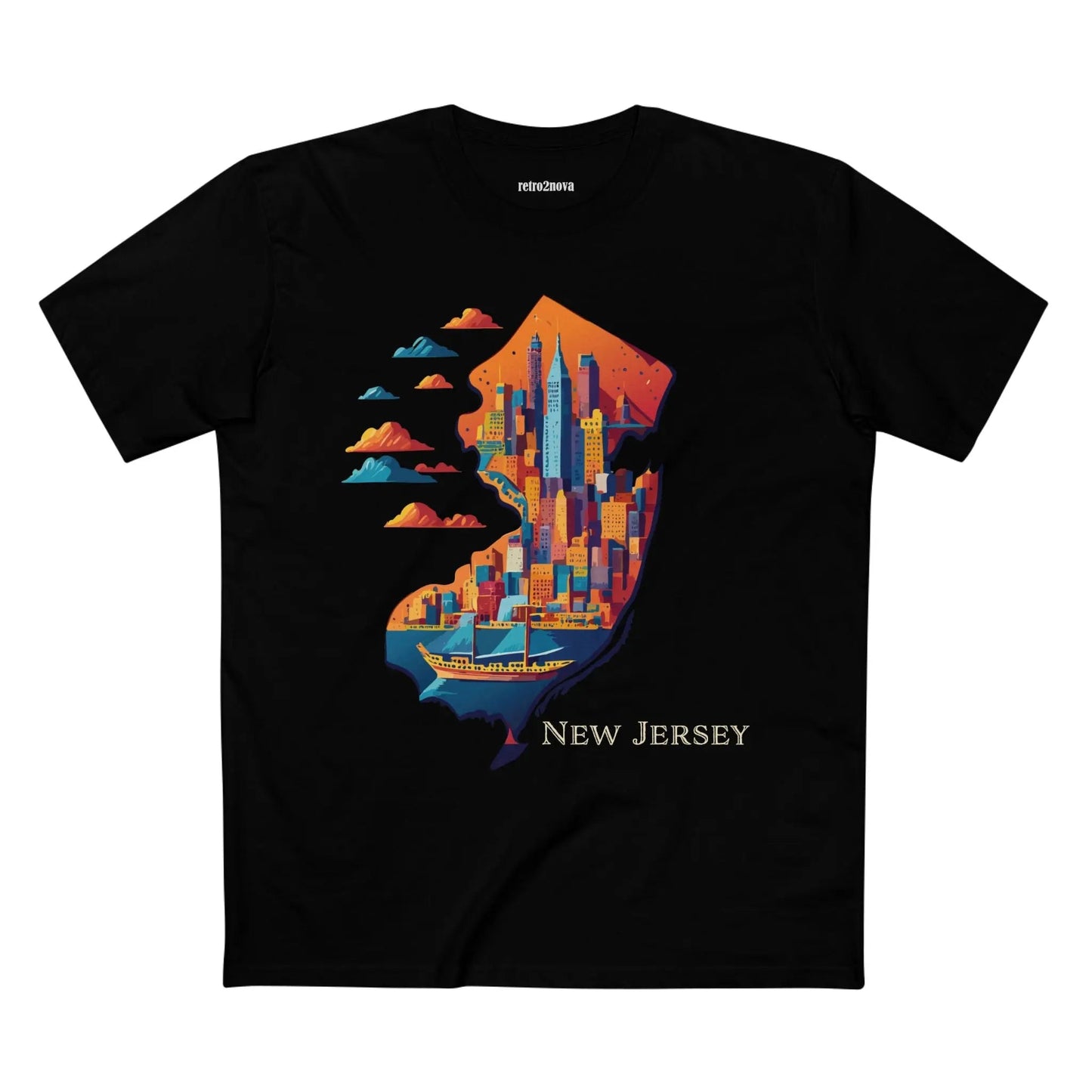 New Jersey State Shirt Retro2Nova Premium Cotton Unisex Tee With Original Art Design