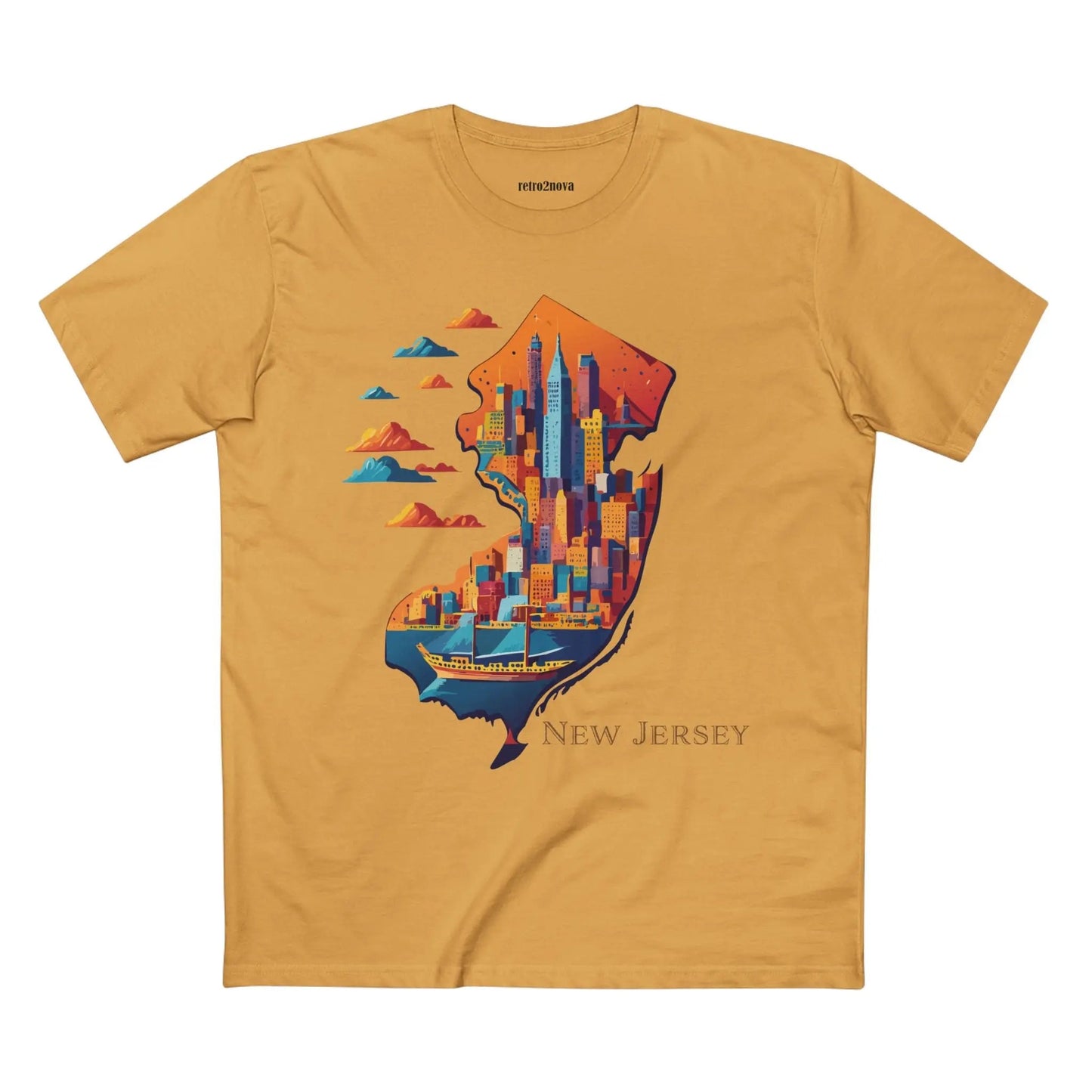 New Jersey State Shirt Retro2Nova Premium Cotton Unisex Tee With Original Art Design
