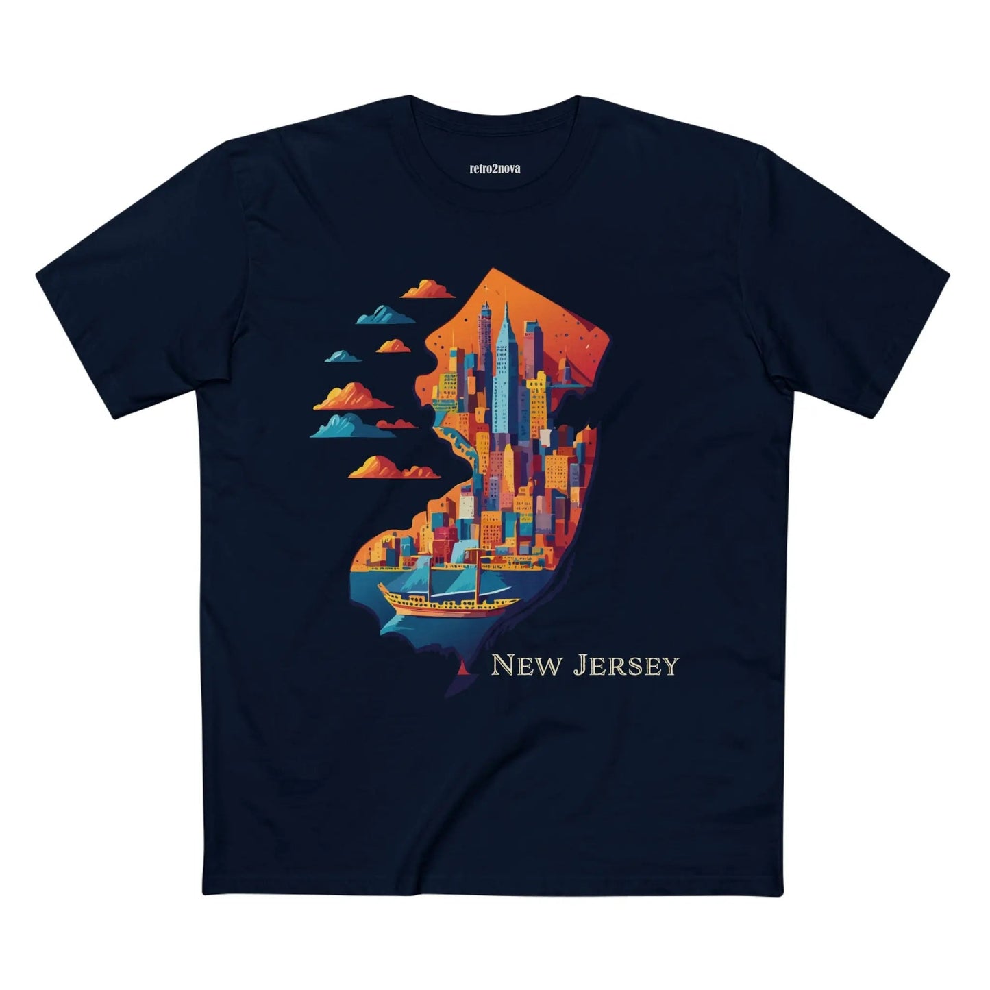 New Jersey State Shirt Retro2Nova Premium Cotton Unisex Tee With Original Art Design
