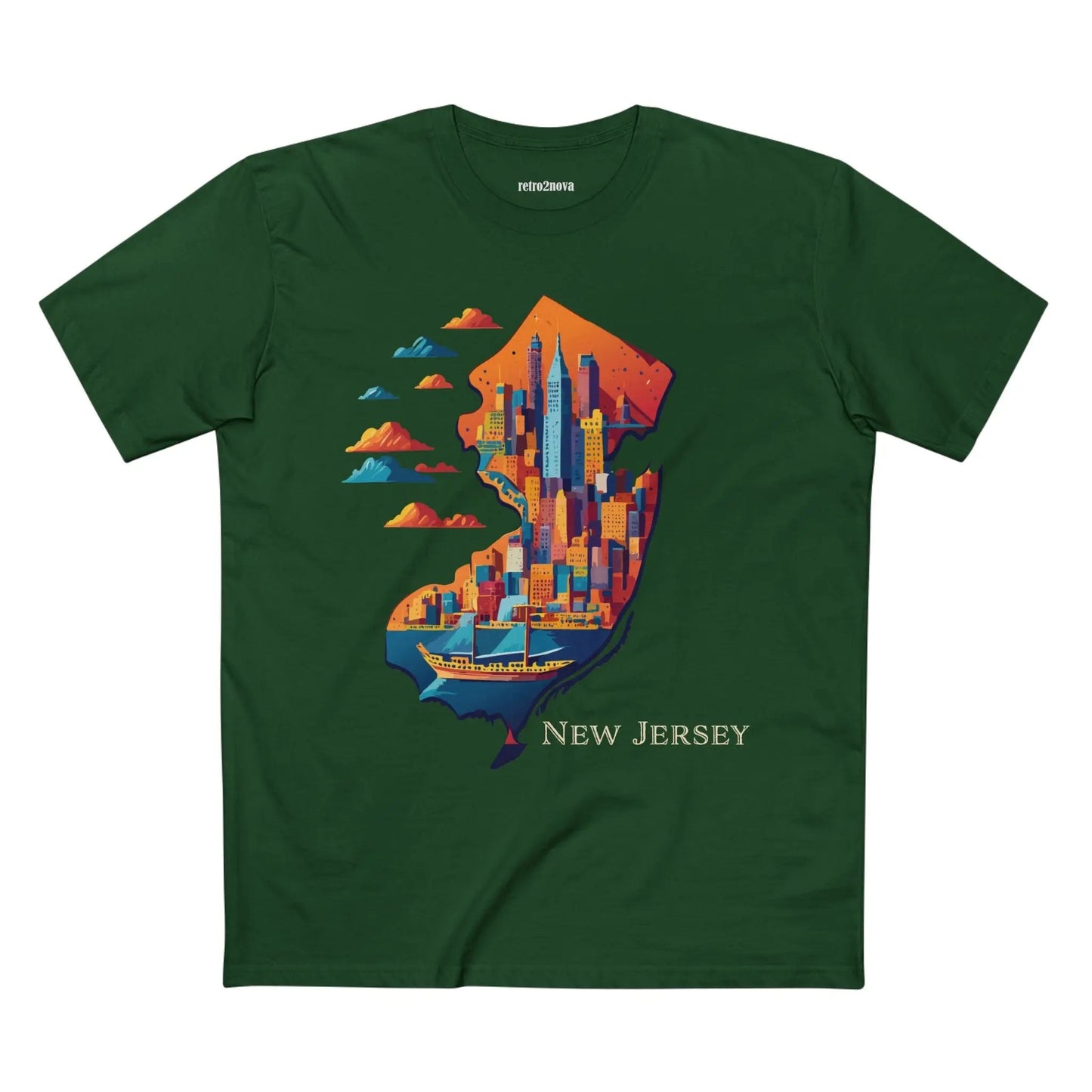 New Jersey State Shirt Retro2Nova Premium Cotton Unisex Tee With Original Art Design
