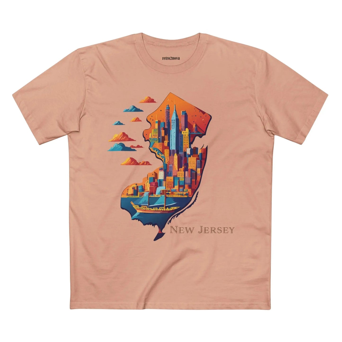 New Jersey State Shirt Retro2Nova Premium Cotton Unisex Tee With Original Art Design