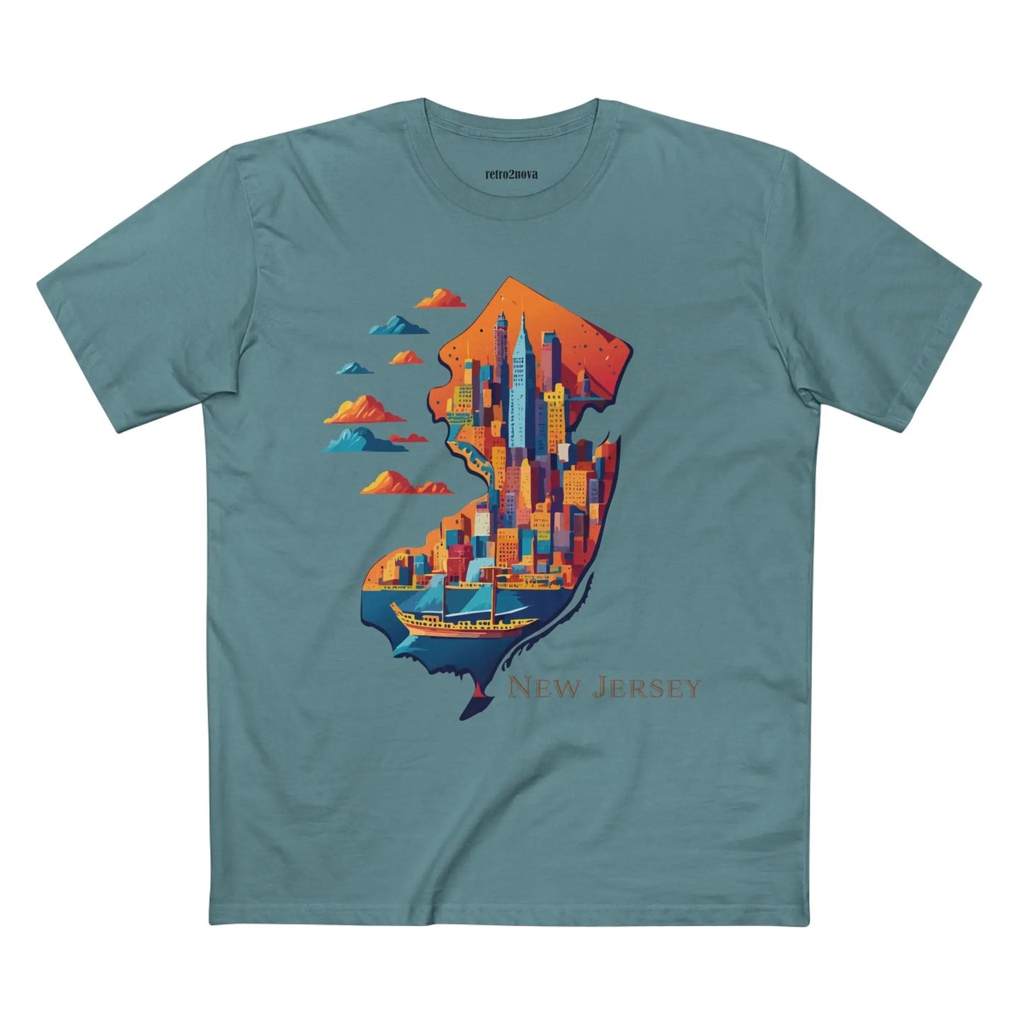New Jersey State Shirt Retro2Nova Premium Cotton Unisex Tee With Original Art Design