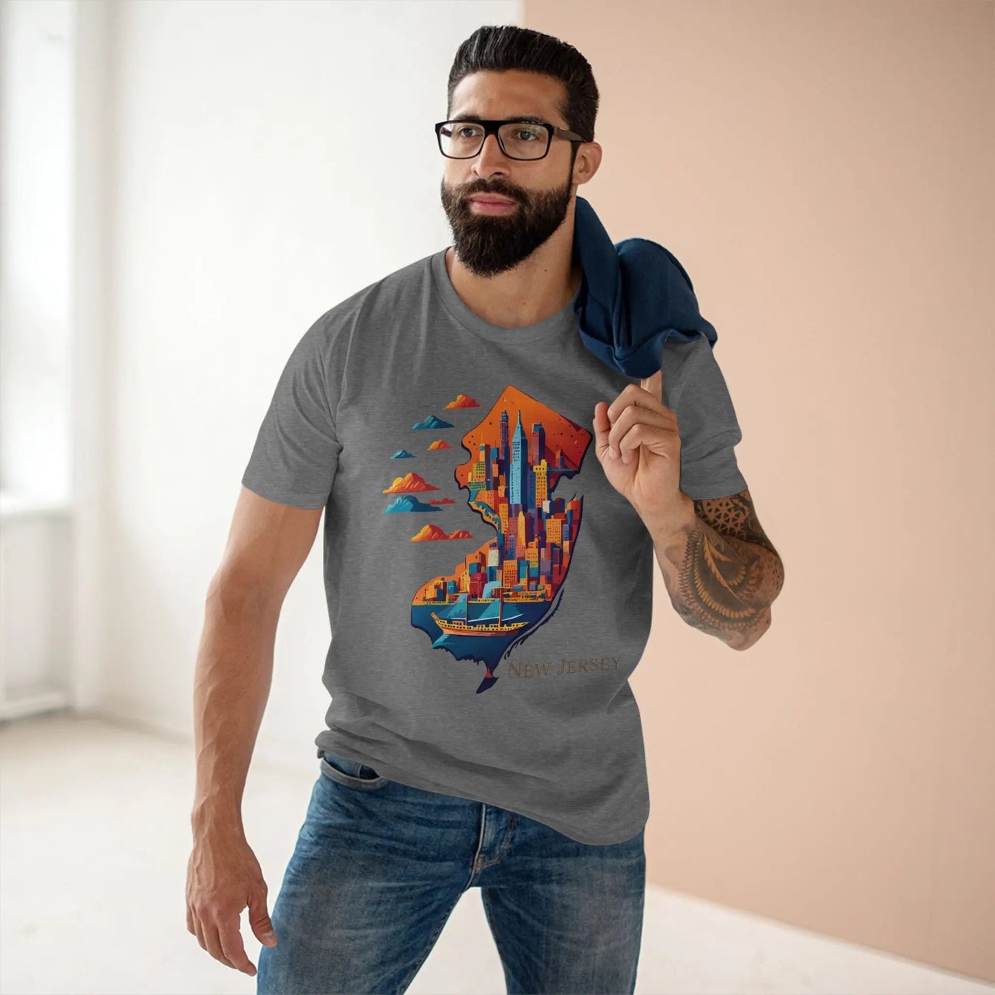 New Jersey State Shirt Retro2Nova Premium Cotton Unisex Tee With Original Art Design